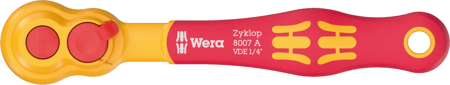 Wera 8007 A VDE Zyklop 1/4" Insulated Ratchet – 1000V Rated (05004866001)