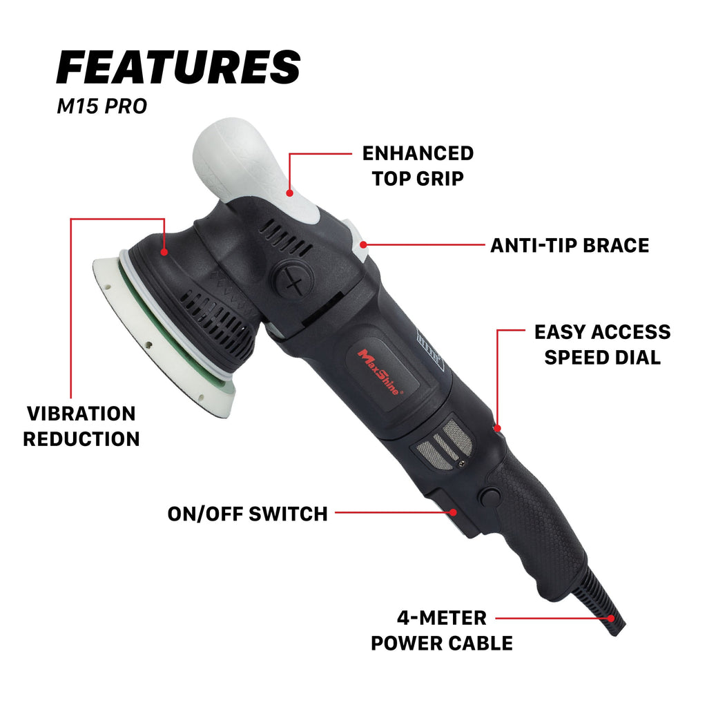 Dual Action Orbital Polisher | M15 Pro - 5in Plate, 15mm Throw, 1000W