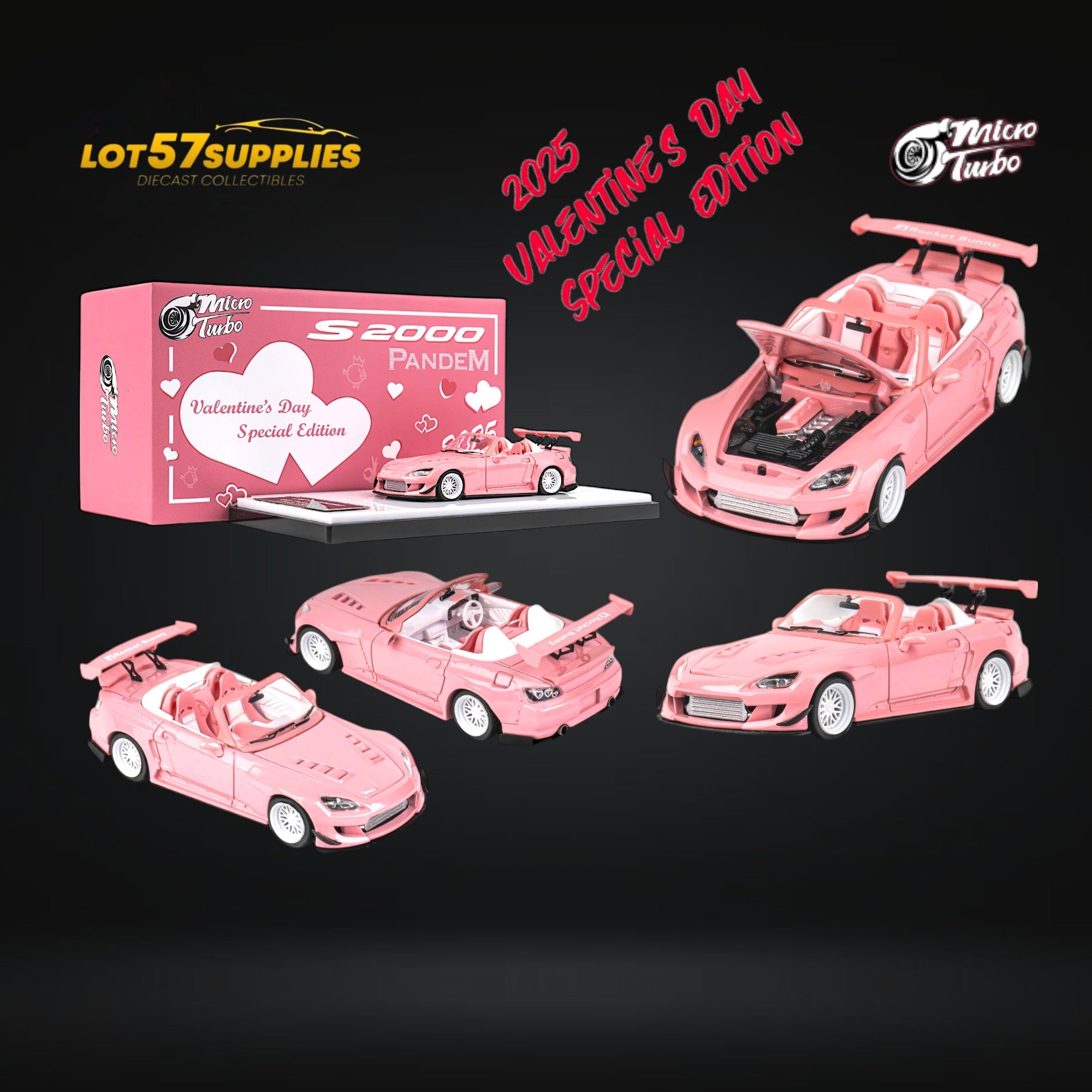 MicroTurbo Honda S2000 Rocket Bunny Valentine's Pink 1:64