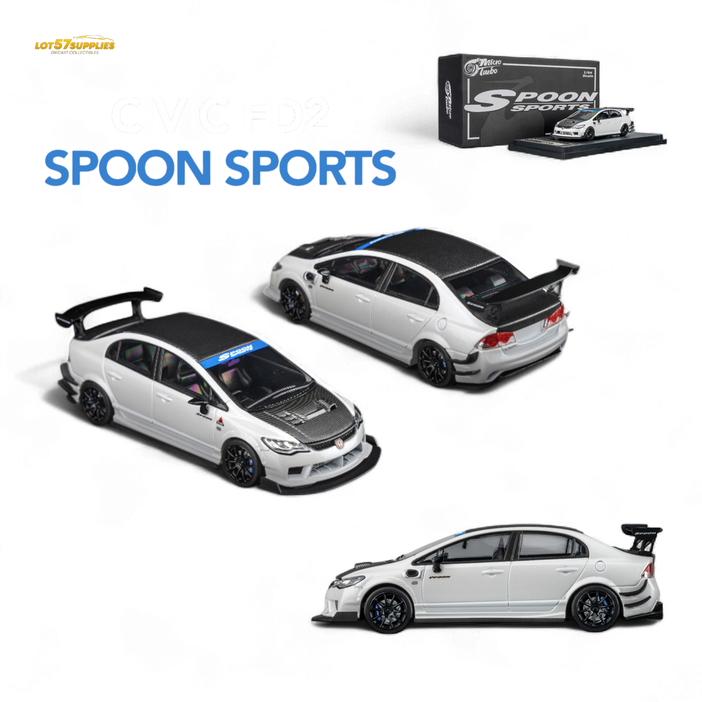 MicroTurbo Honda Civic Type R FD2 Spoon Sports Metallic White 1:64