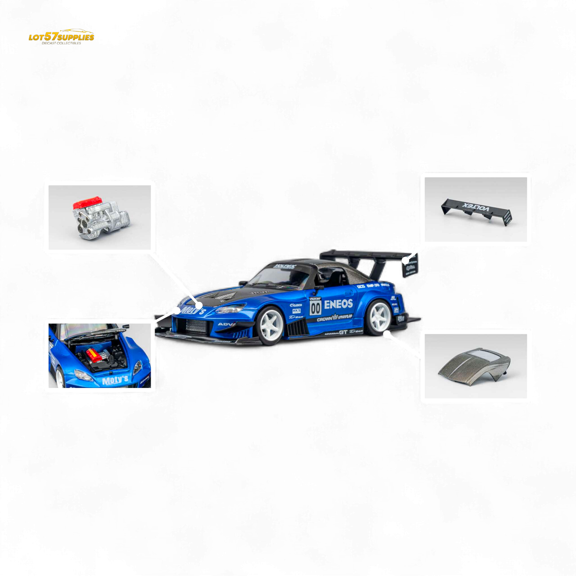 MicroTurbo Honda S2000 ENEOS #00 TOP FUEL - Candy Blue 1:64