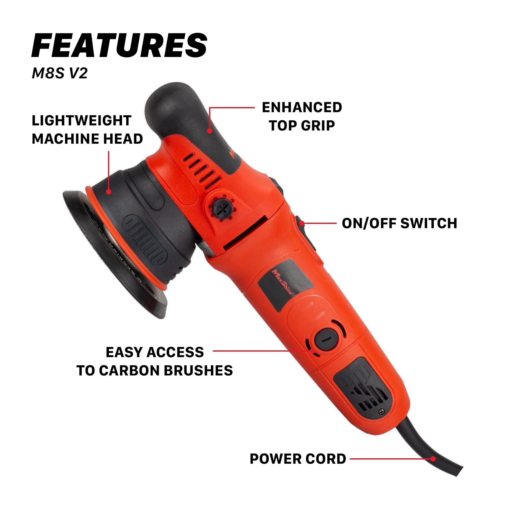 Dual Action Polisher For Car Detailing | M8S V2 - 5in Plate, 8mm Throw, 1000W