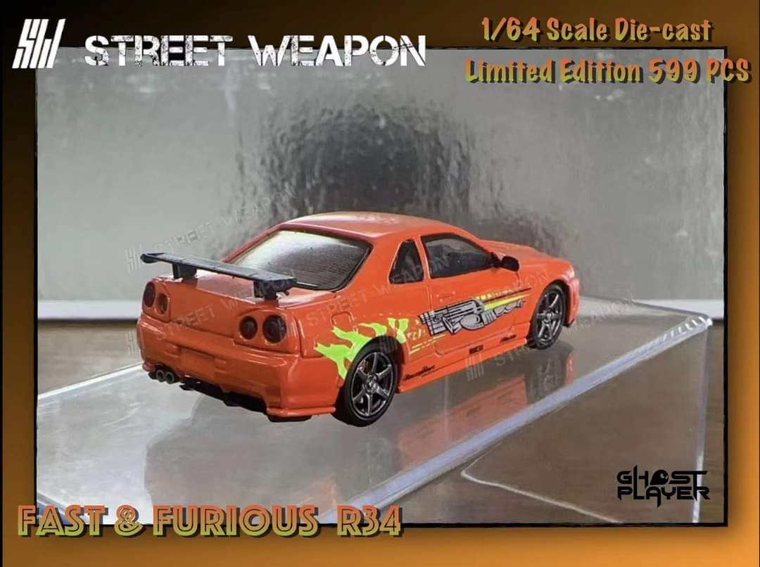 Street Weapon Nissan R34 GT-R Fast & Furious Livery 1:64