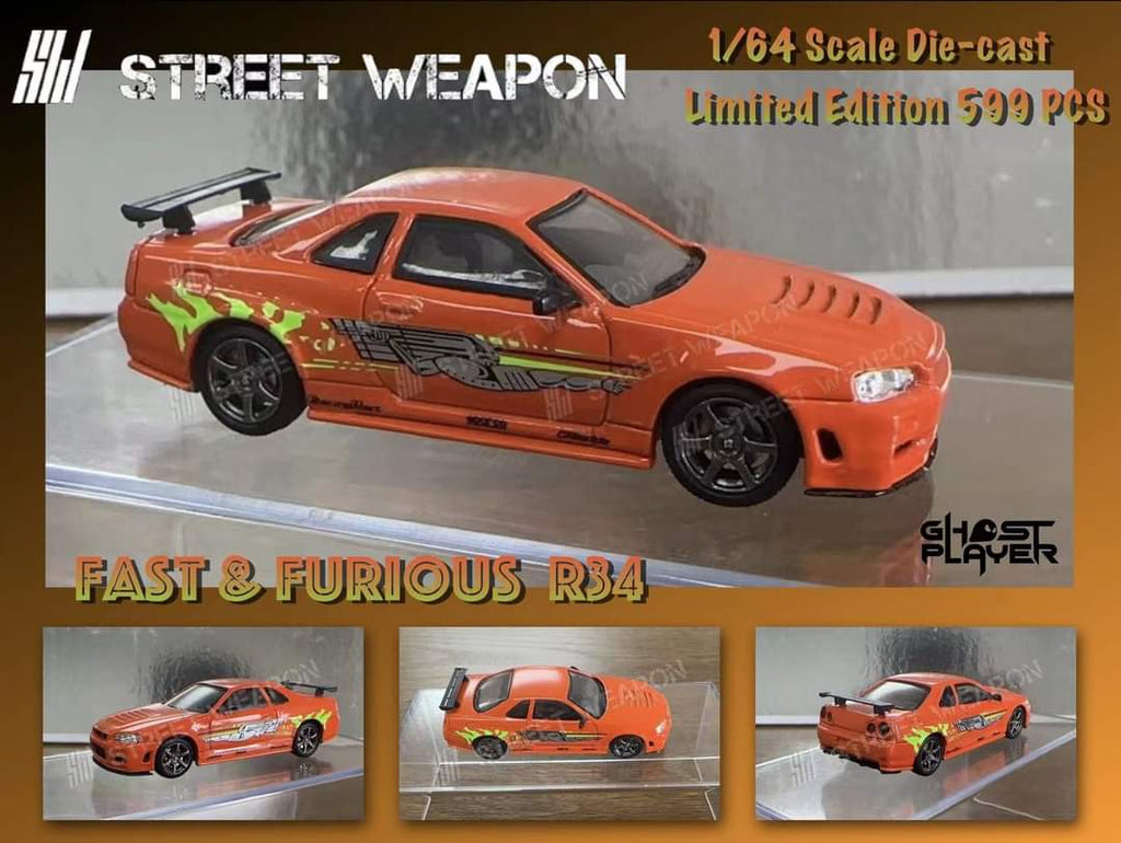 Street Weapon Nissan R34 GT-R Fast & Furious Livery 1:64