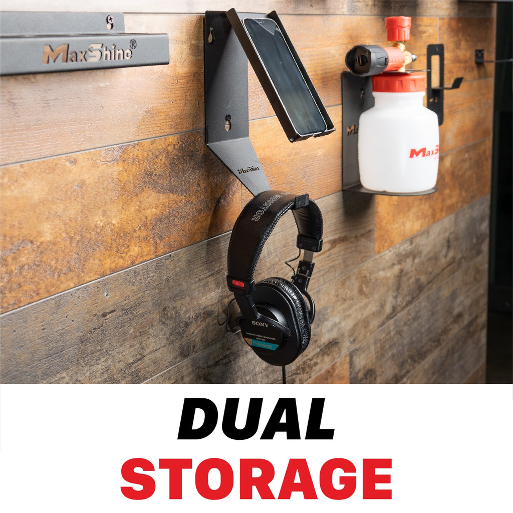 Wall Mount Phone Holder and Headphone Rack