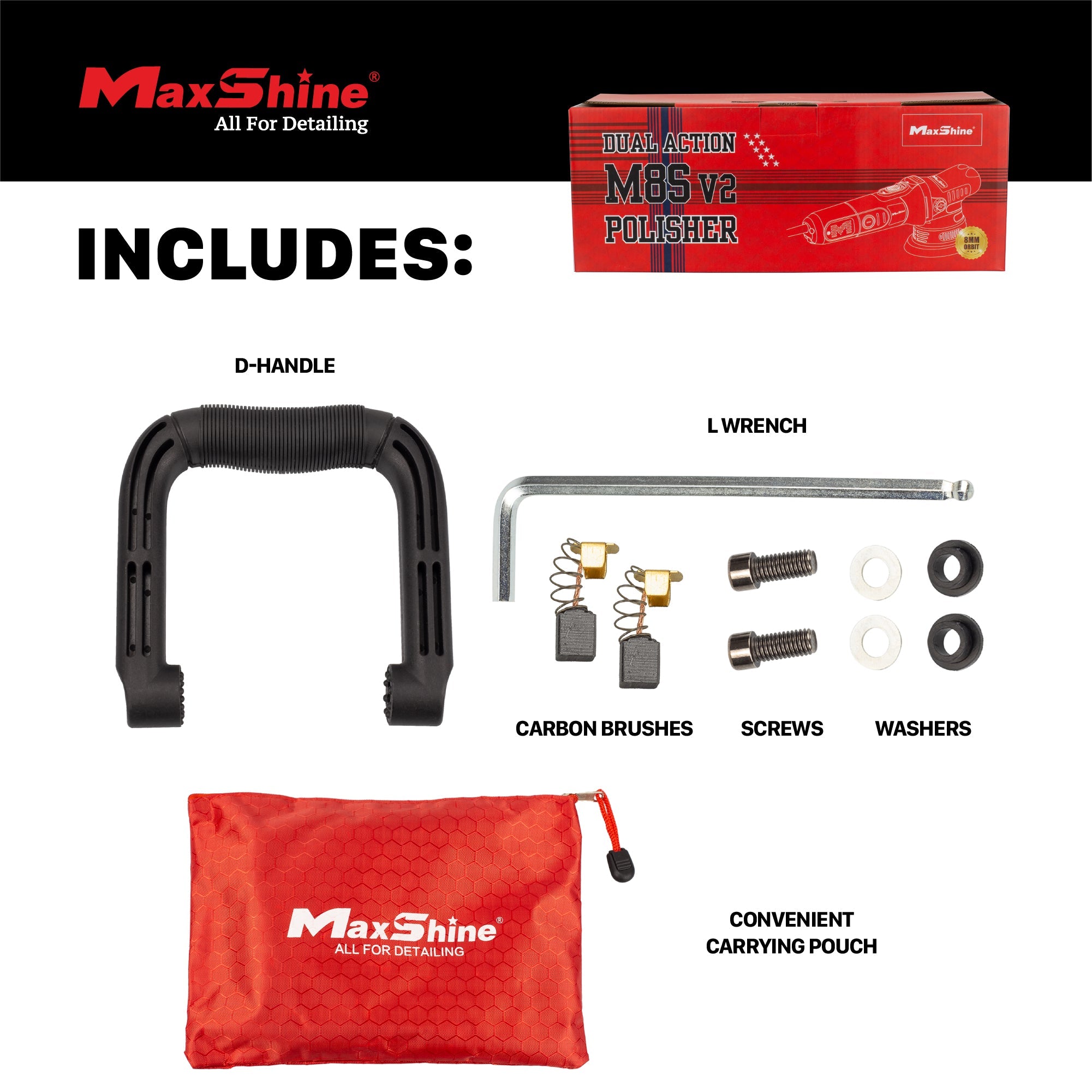 Dual Action Polisher For Car Detailing | M8S V2 - 5in Plate, 8mm Throw, 1000W