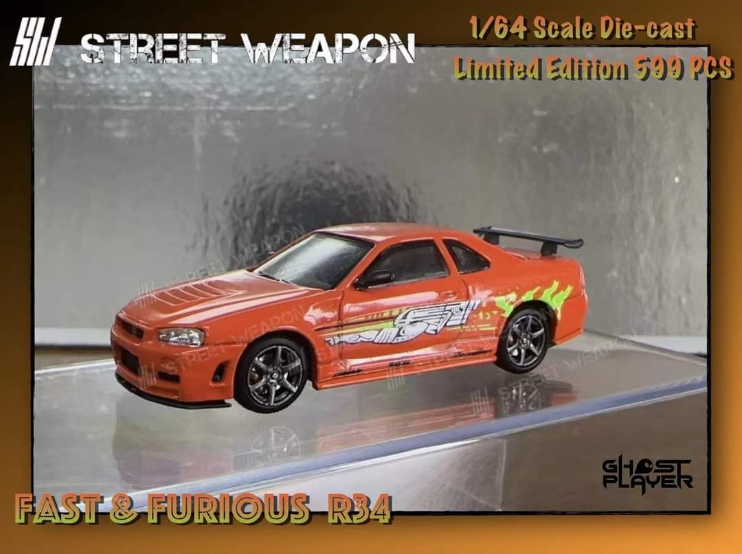 Street Weapon Nissan R34 GT-R Fast & Furious Livery 1:64