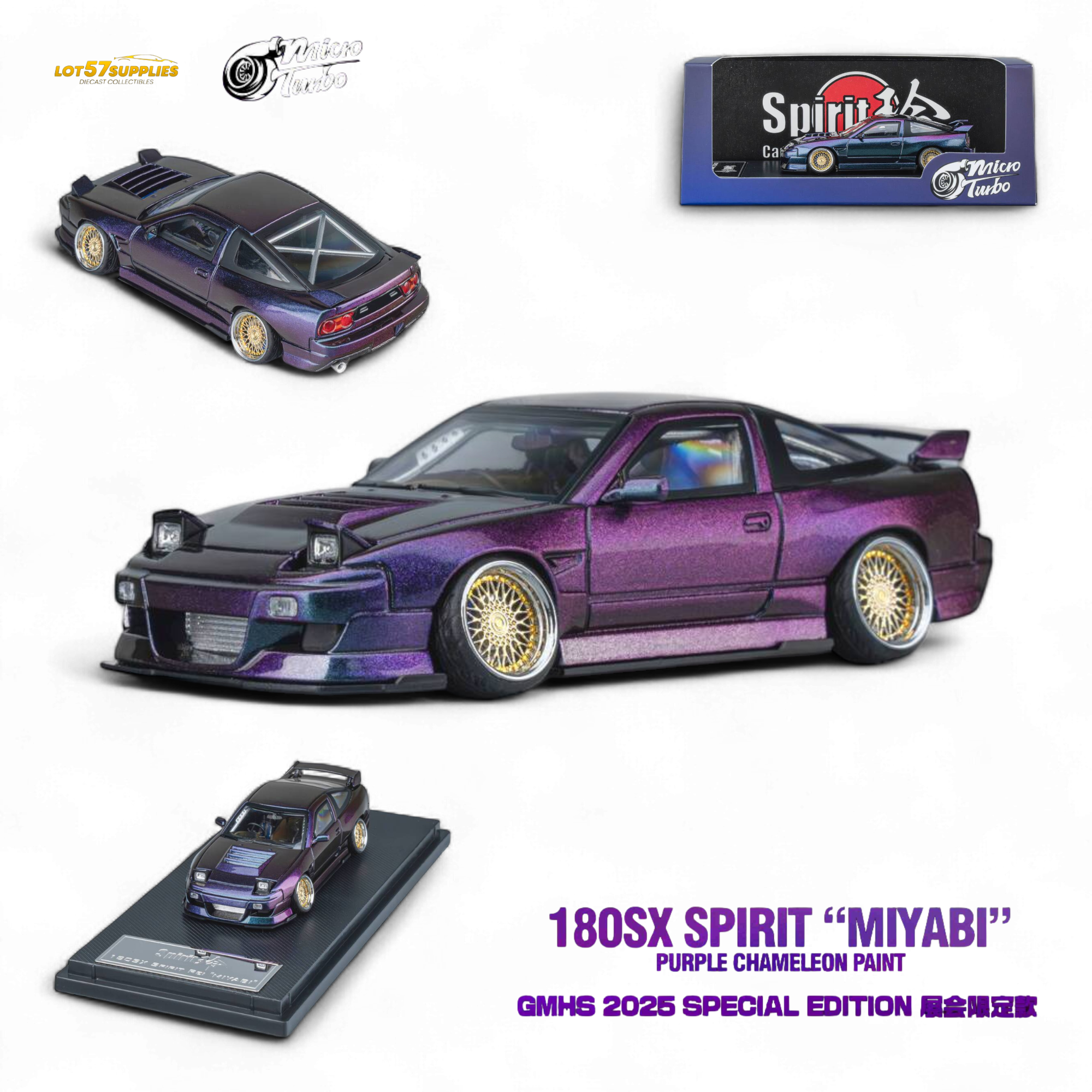 MicroTurbo Nissan 180SX Spirit Rei Purple Chameleon 1:64