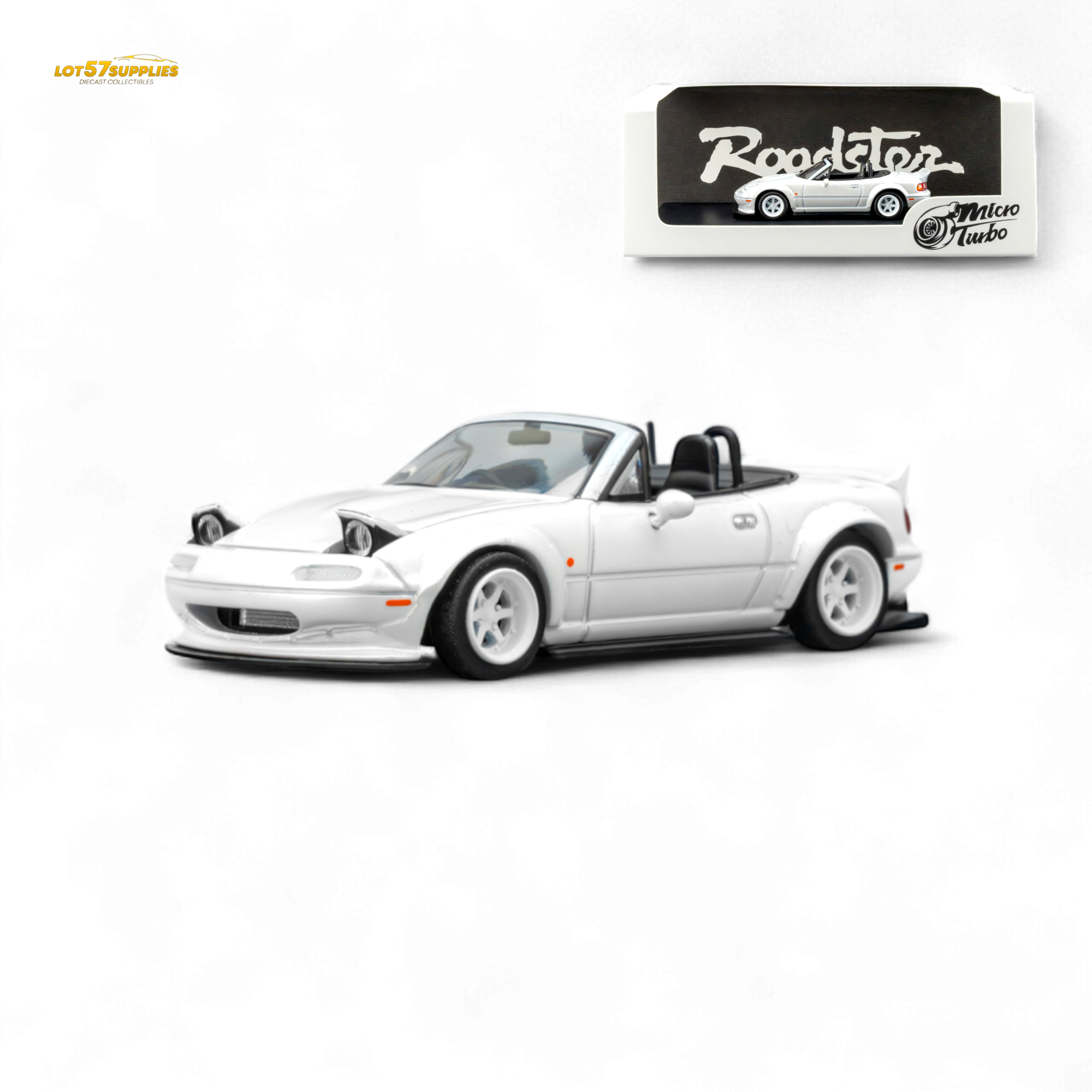 MicroTurbo Custom MX5 Rocket Bunny Metallic White 1:64