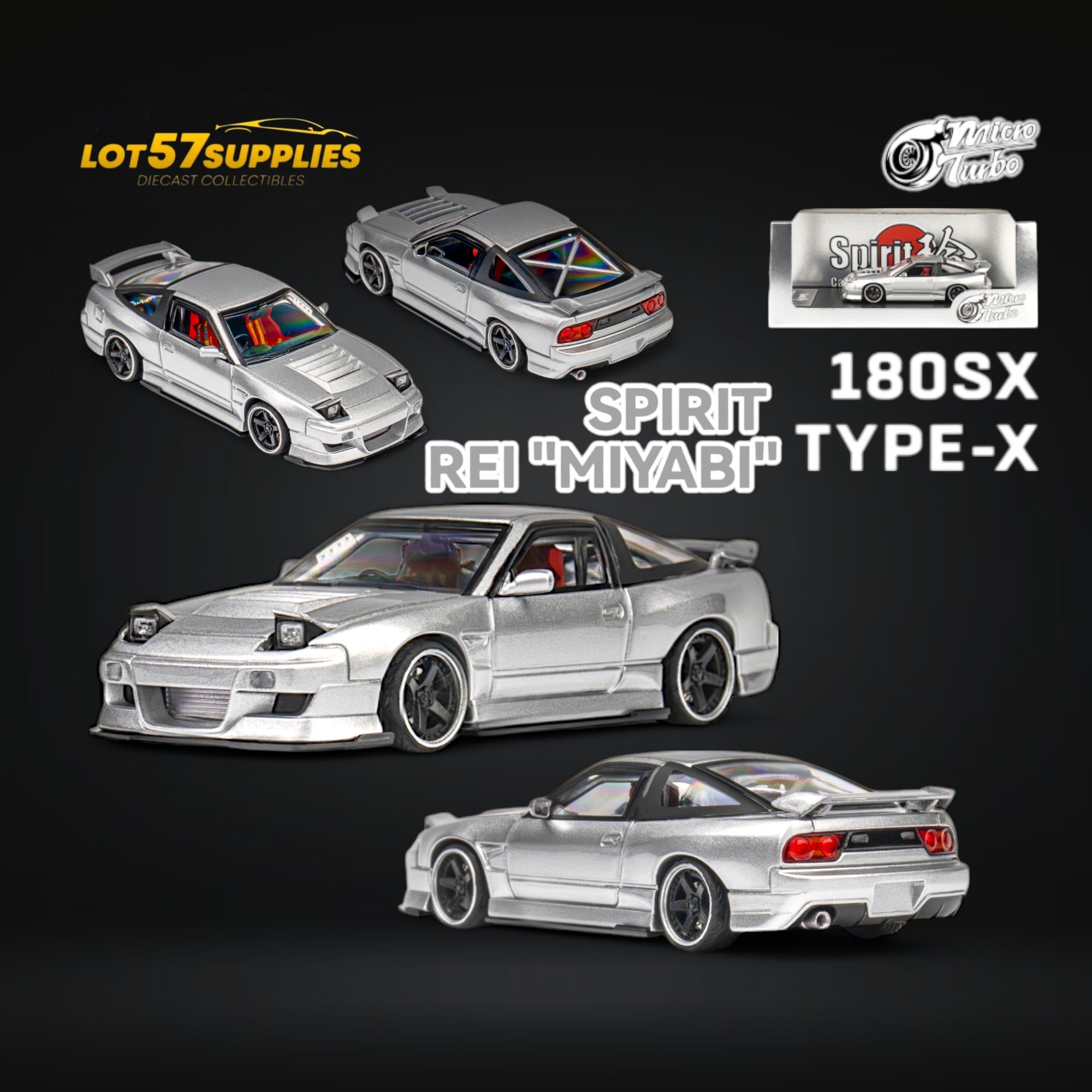 MicroTurbo Nissan 180SX Miyabi Metallic Silver 1:64