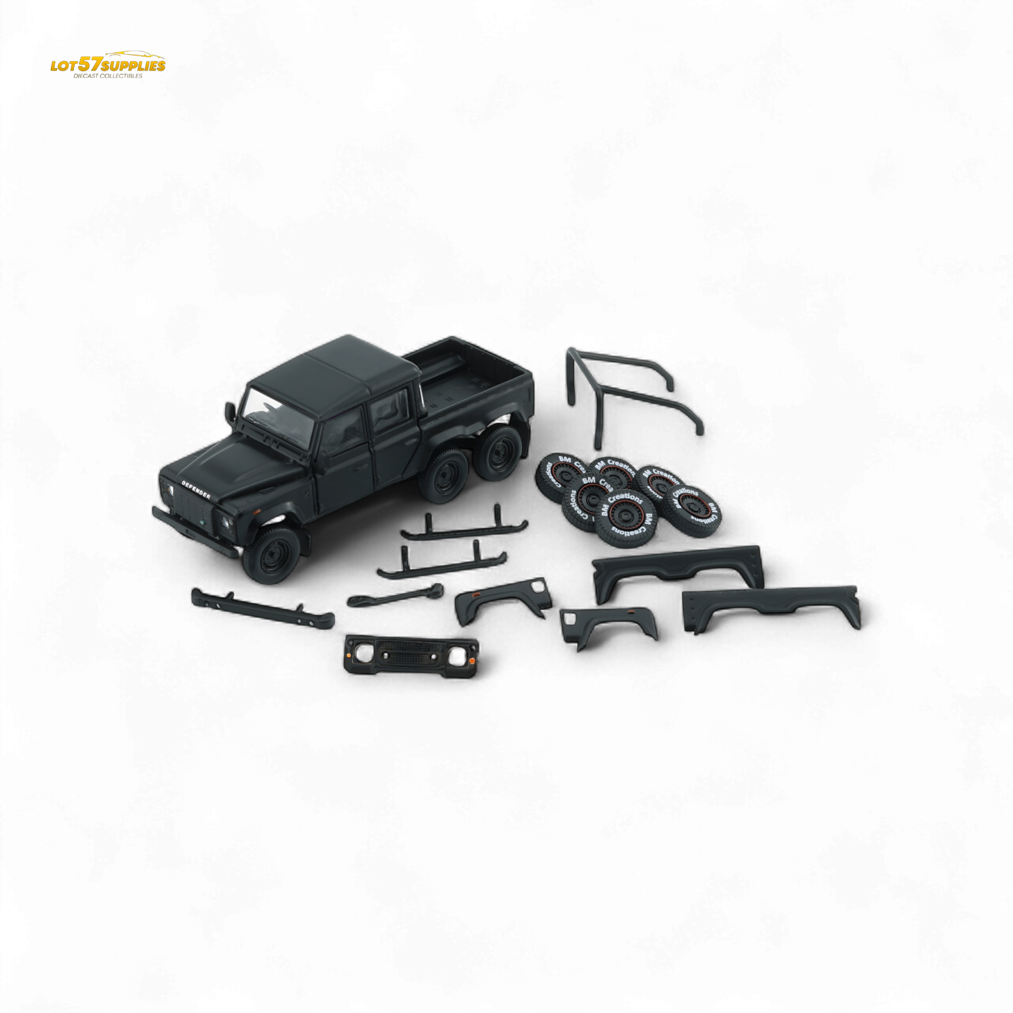 BM Creations Land Rover Defender 110 6x6 Matte Blk RHD 1:64