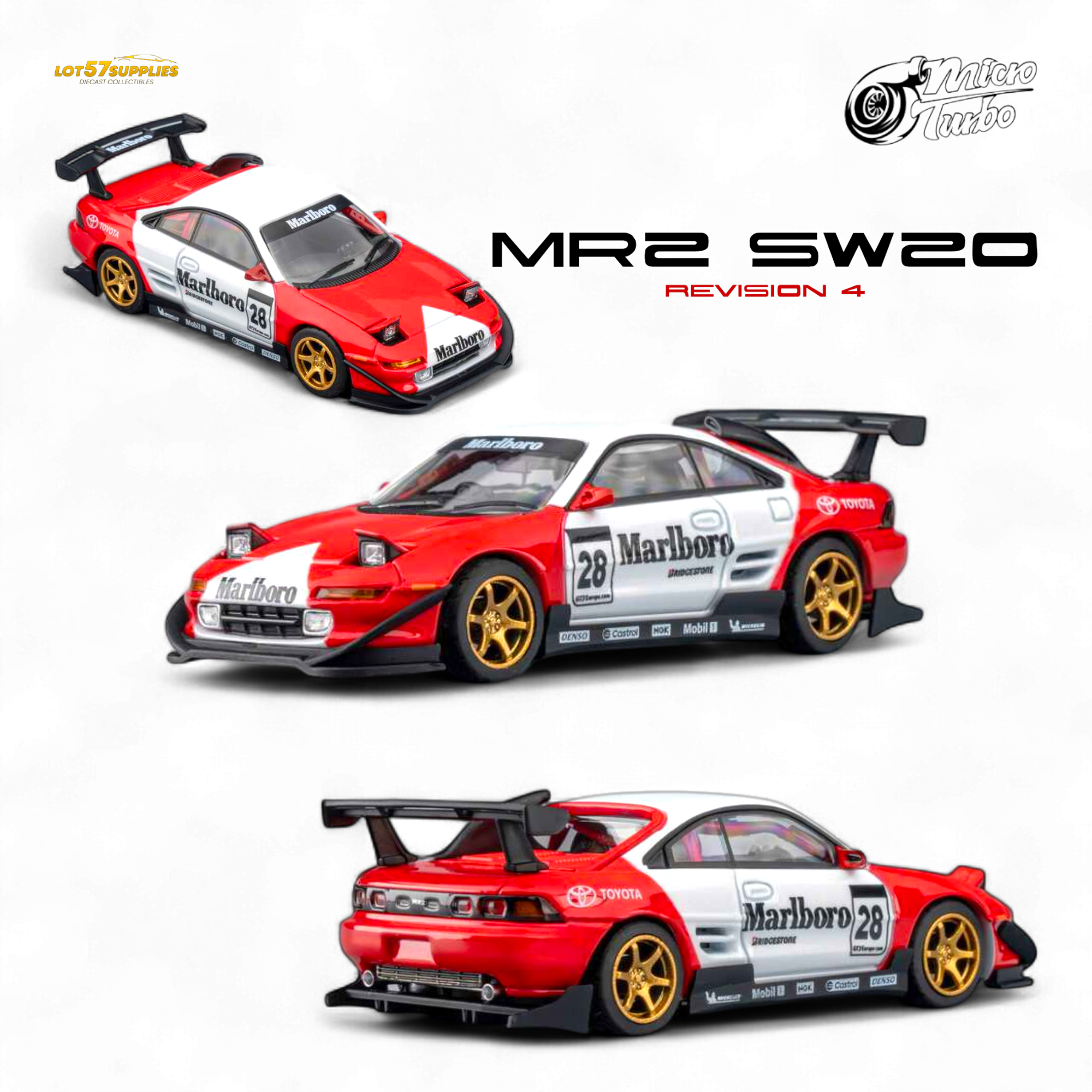 (Pre-Order) MicroTurbo Toyota MR2 Red & White Racing Livery 1:64
