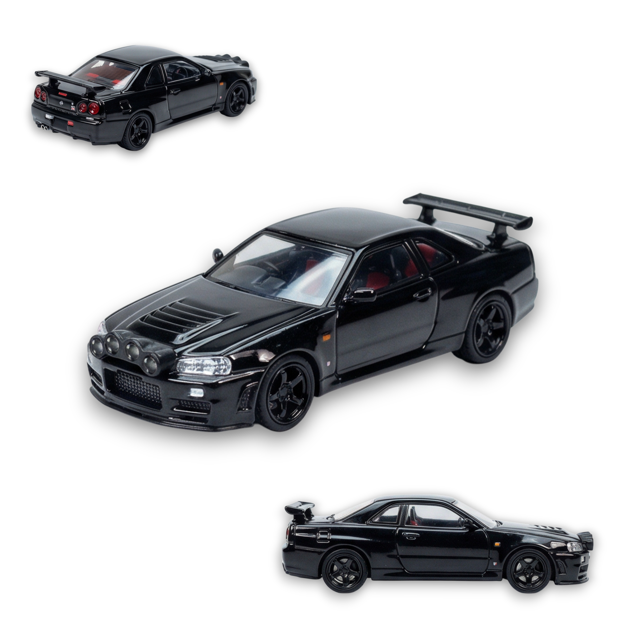 Street Weapon Nissan R34 GT-R Black Snow Drift 1:64