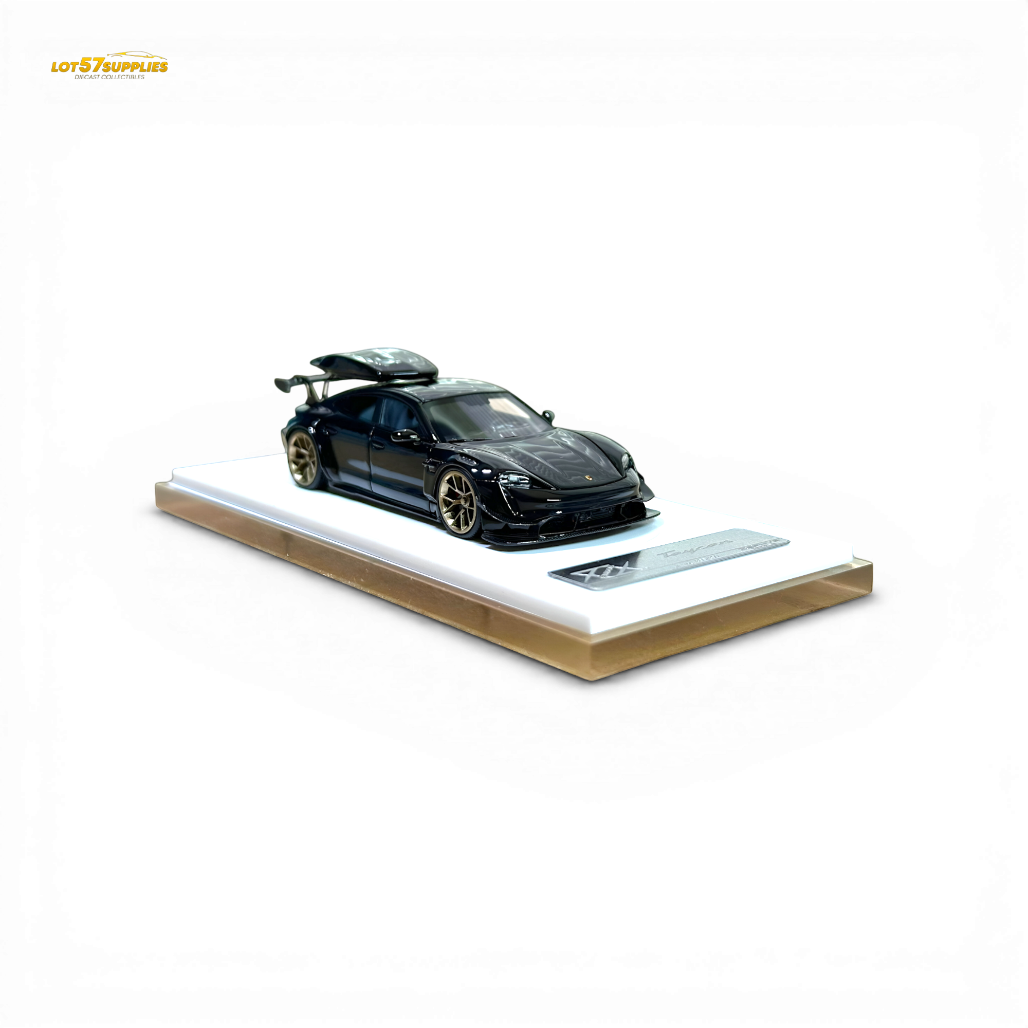 404ERROR Porsche Taycan Black with Roof Box 1:64