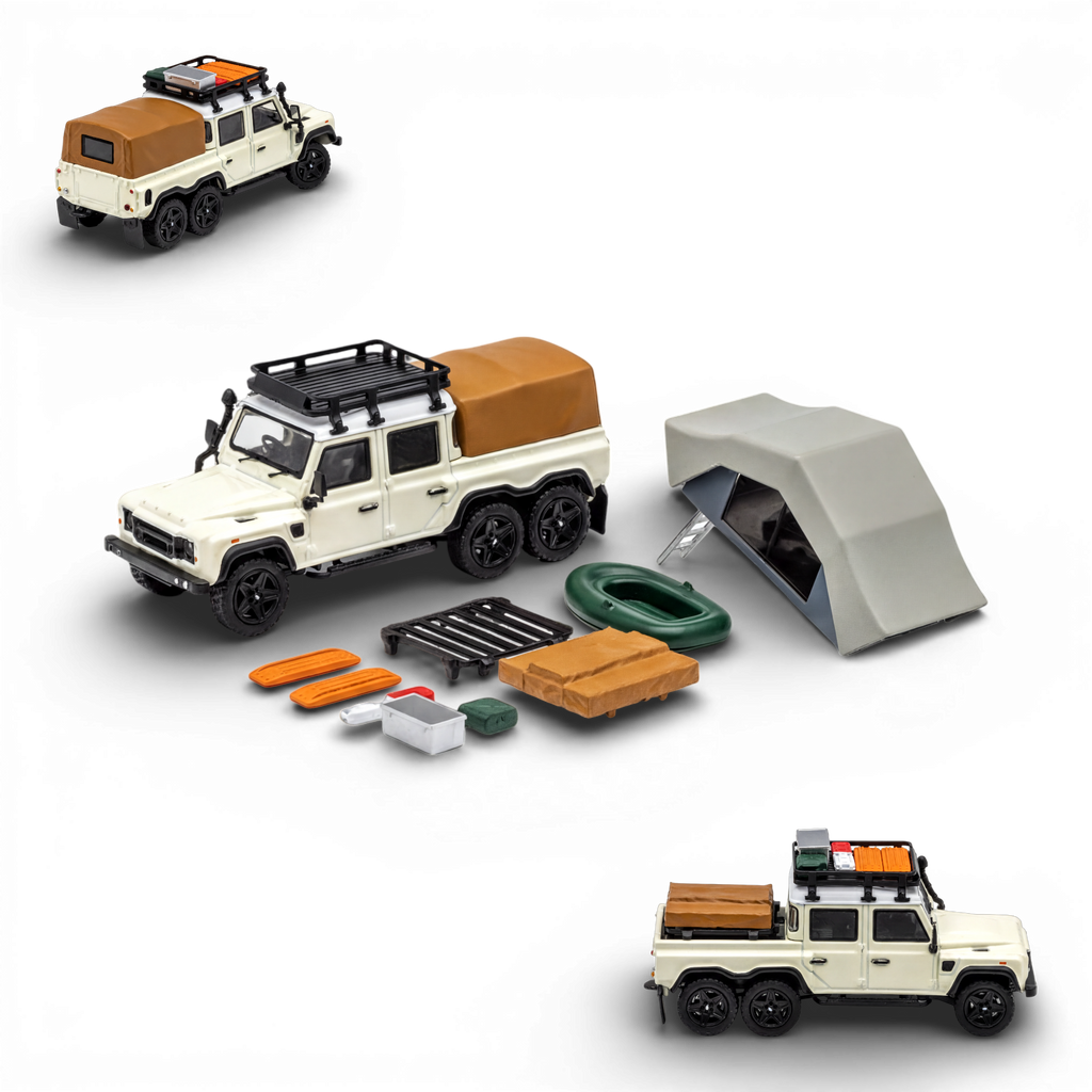 GCD Land Rover Defender 6x6 Off-White Camping Modified 1:64