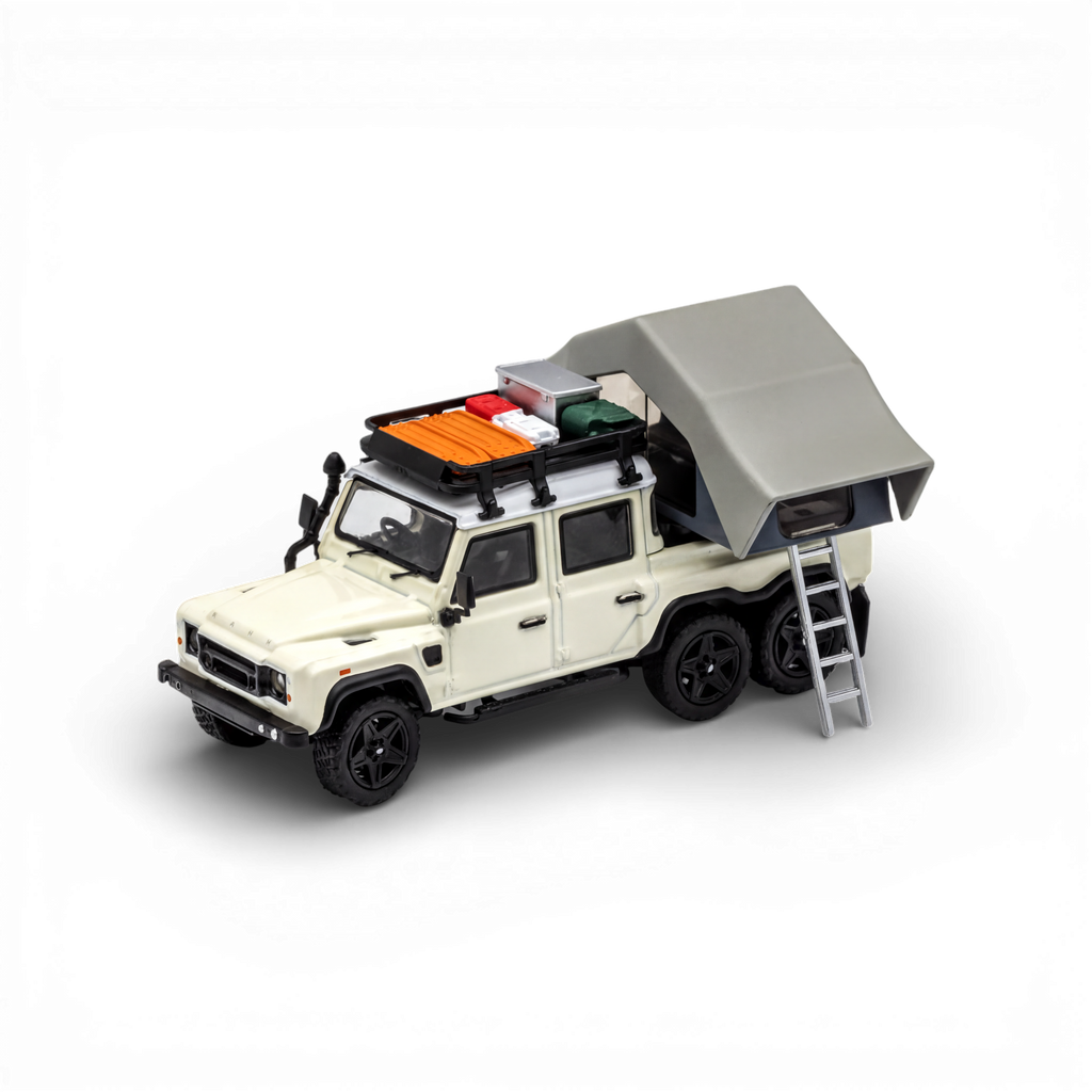 GCD Land Rover Defender 6x6 Off-White Camping Modified 1:64