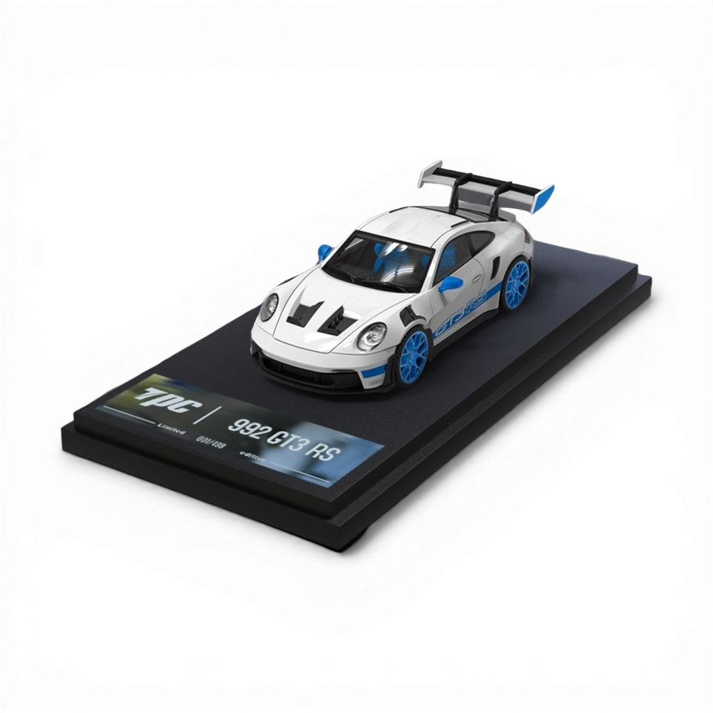 TPC Porsche 911 GT3 RS White Blue Wheels 1:64