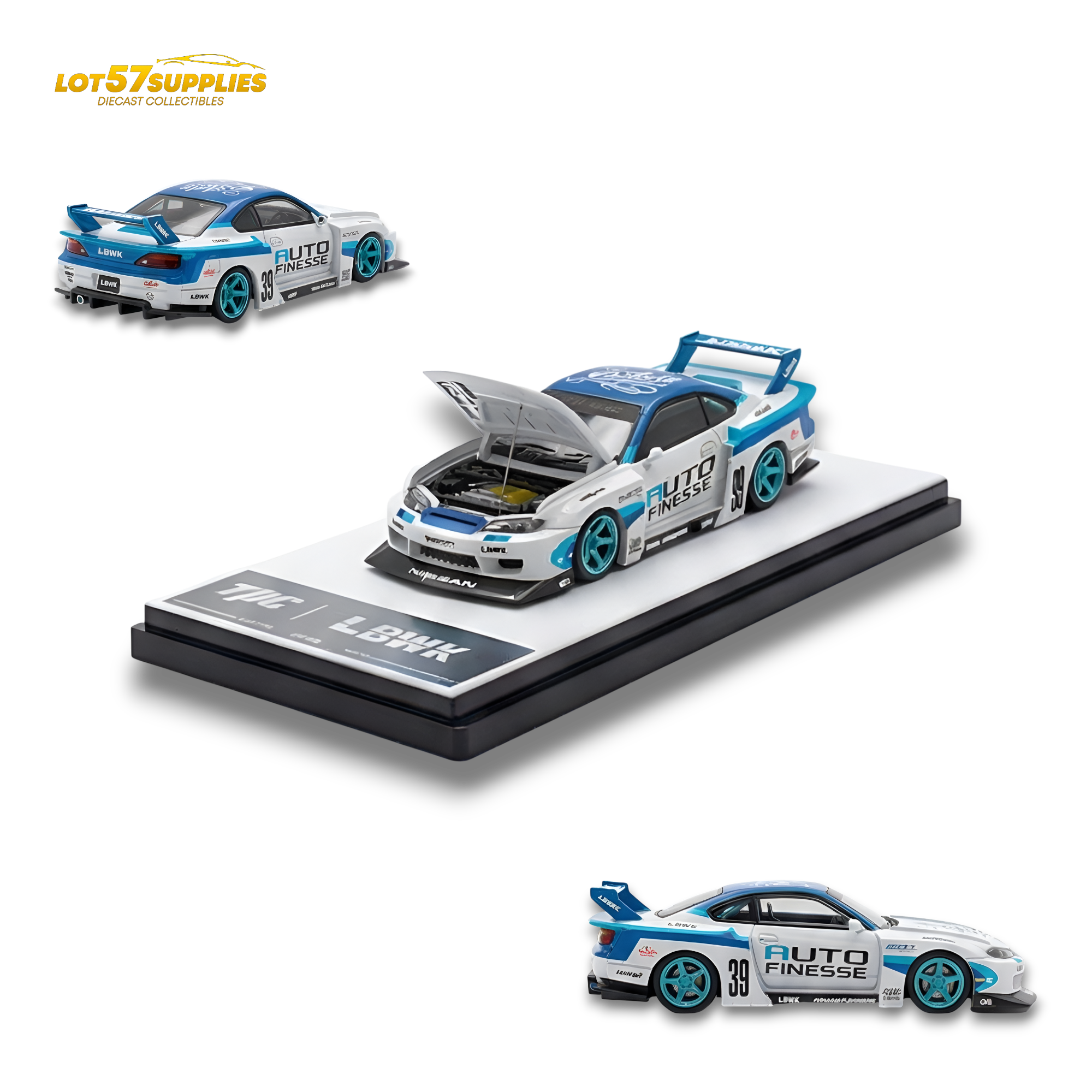 TPC Silvia S15 LBWK Blue - White 1:64