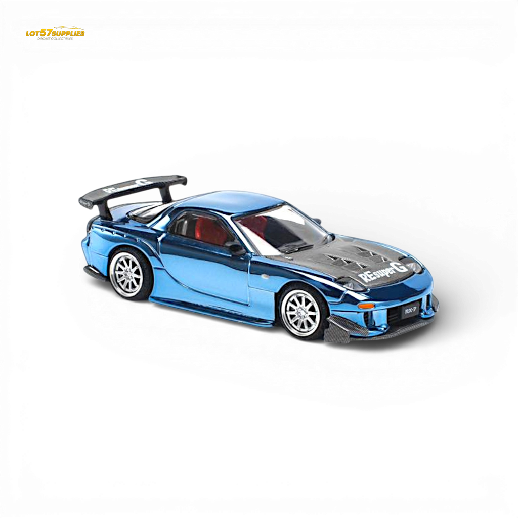 Pop Race Mazda RX-7 Re-Amemiya Blue Chrome 1:64