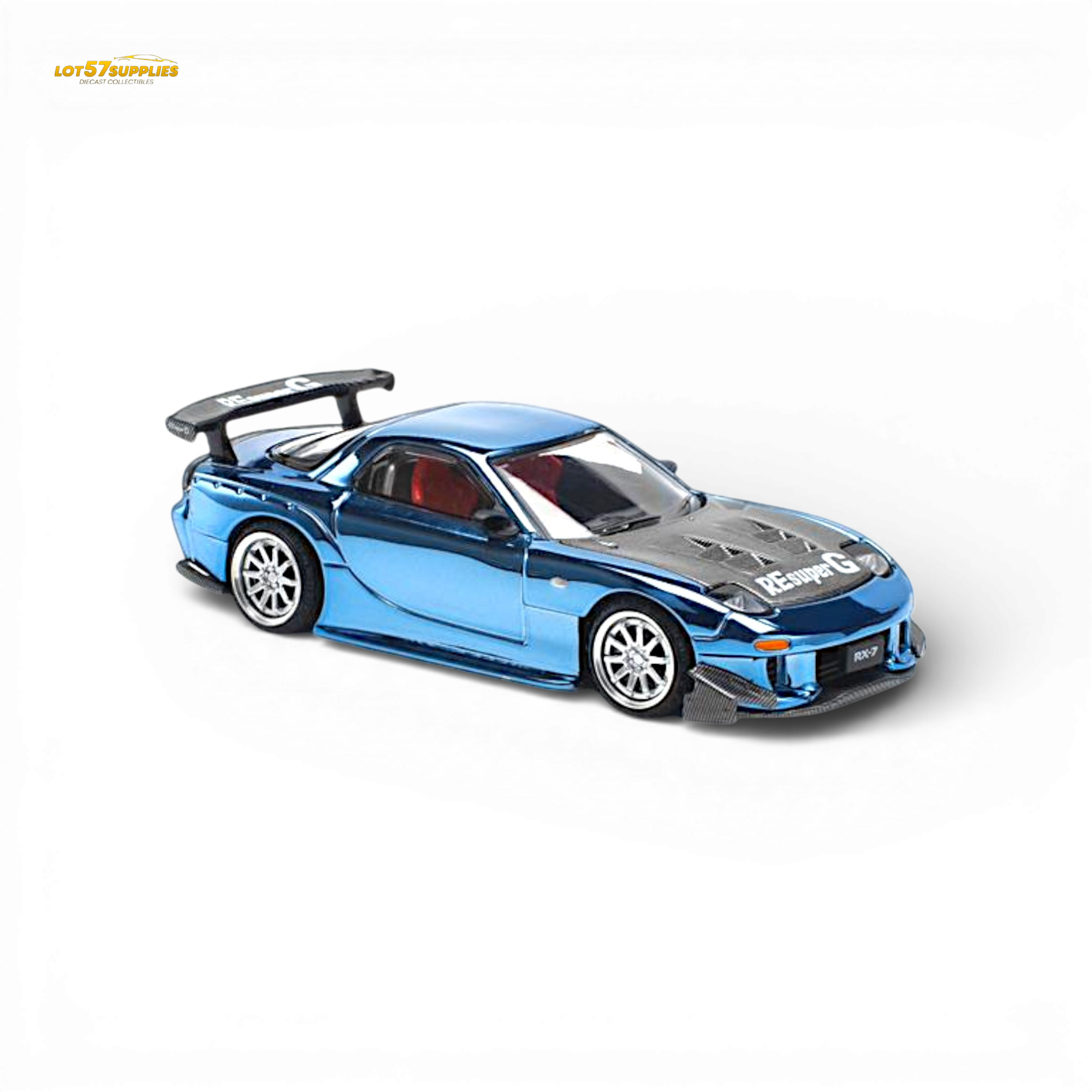 Pop Race Mazda RX-7 Re-Amemiya Blue Chrome 1:64