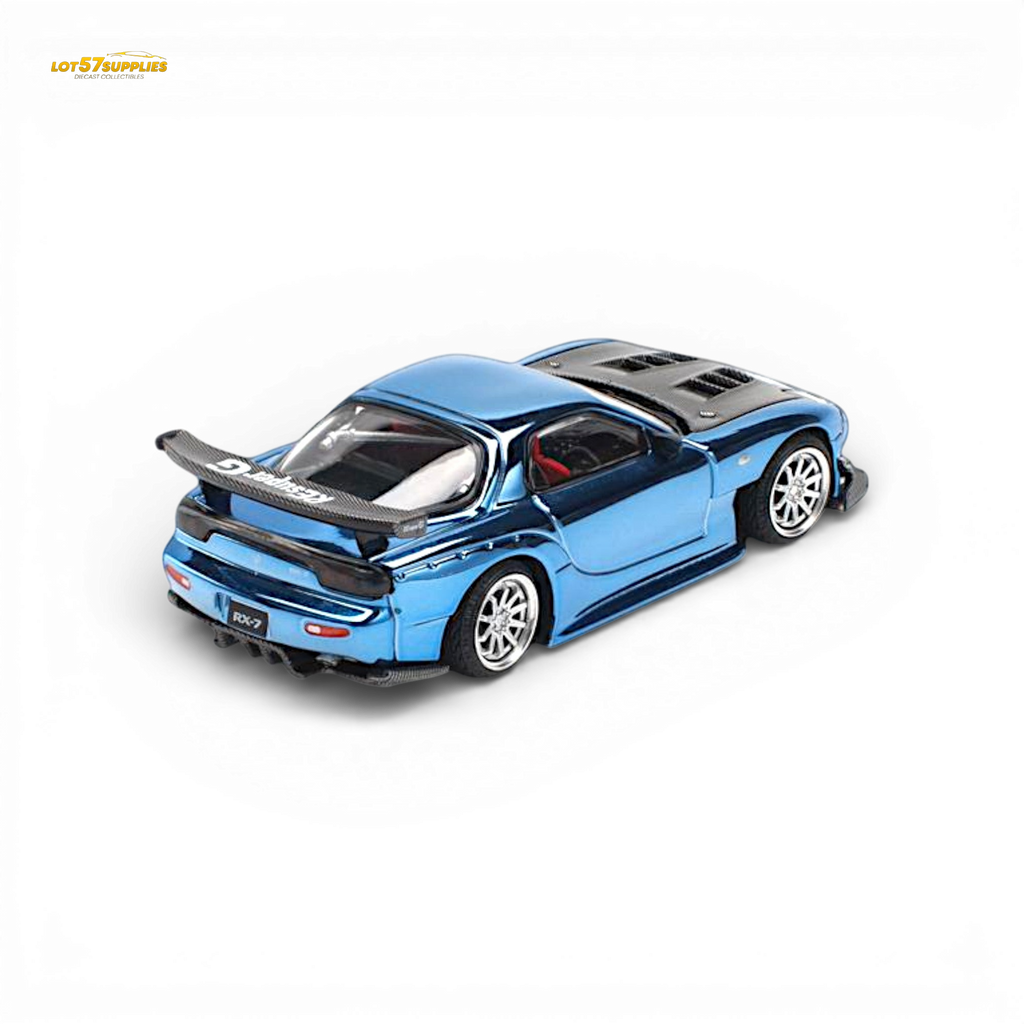 Pop Race Mazda RX-7 Re-Amemiya Blue Chrome 1:64