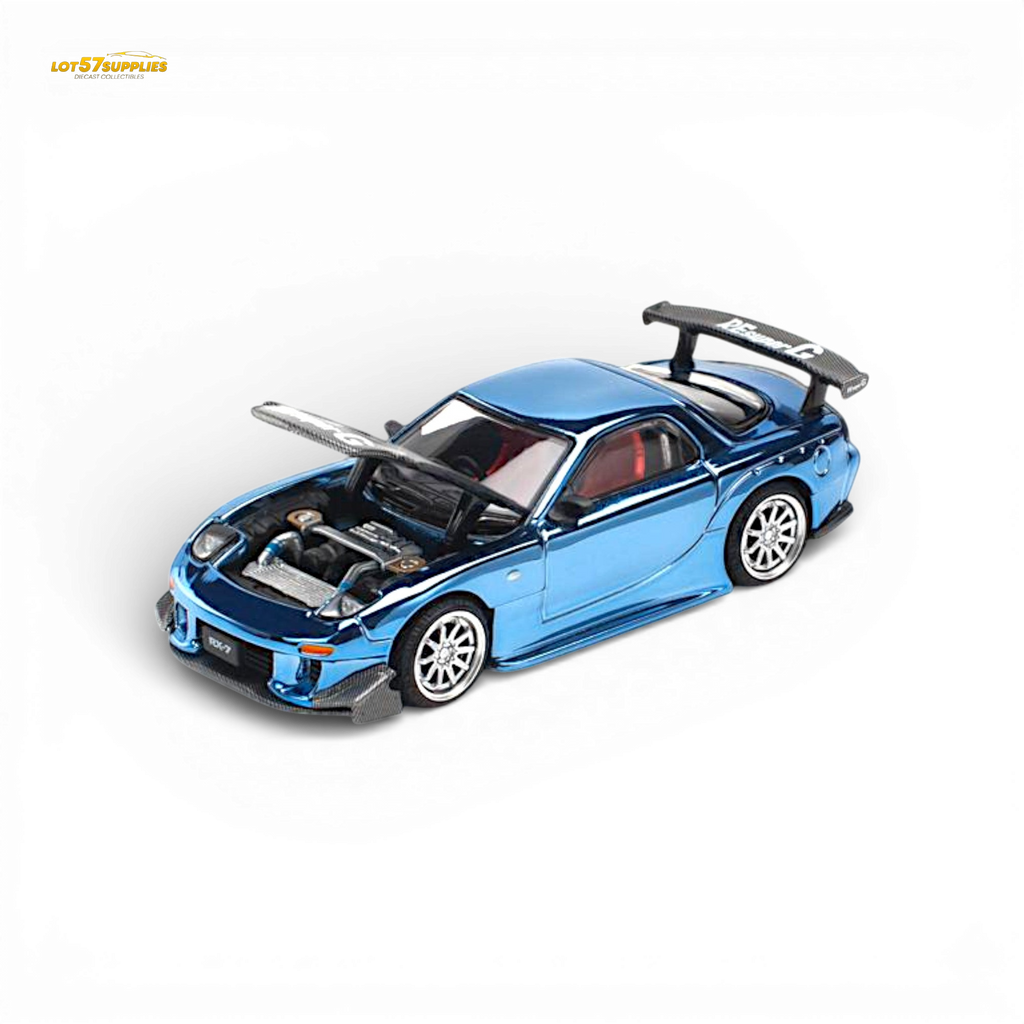 Pop Race Mazda RX-7 Re-Amemiya Blue Chrome 1:64