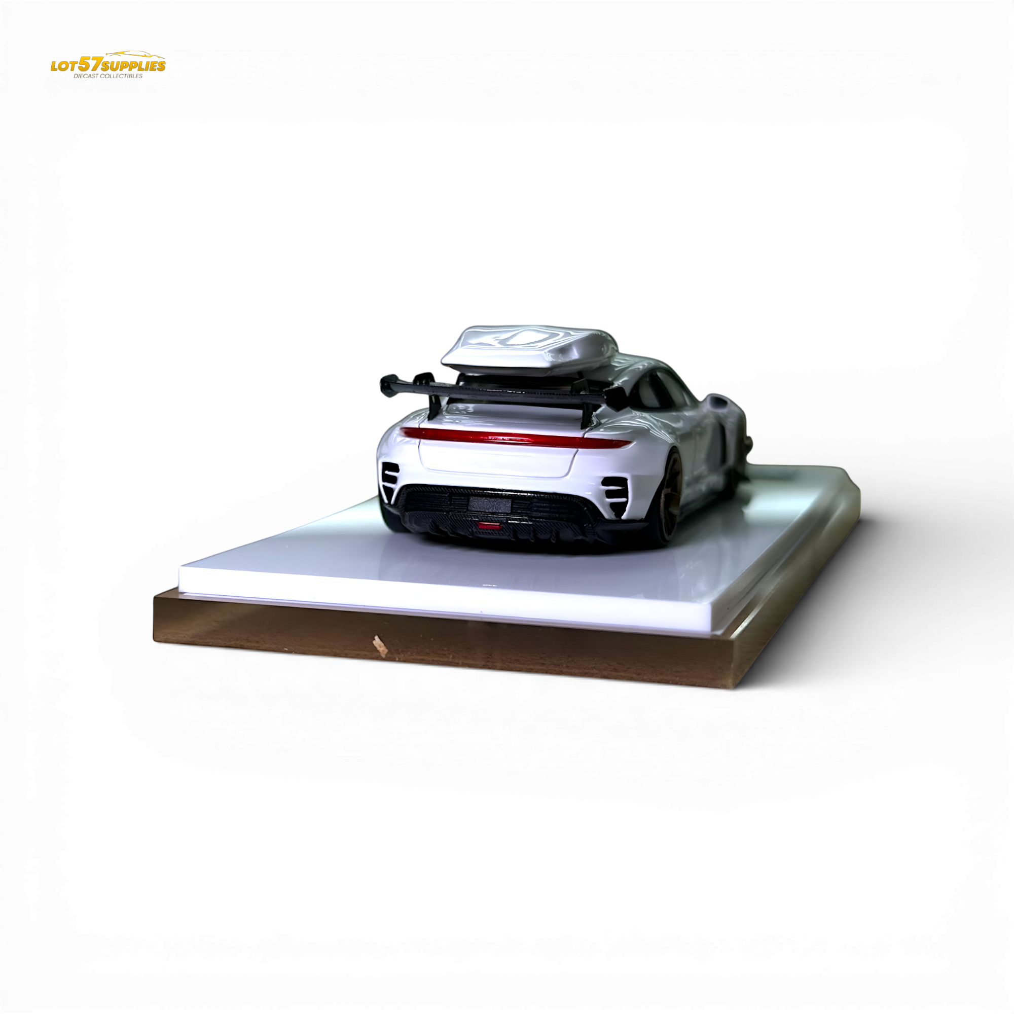 404ERROR Porsche Taycan White with Roof Box 1:64