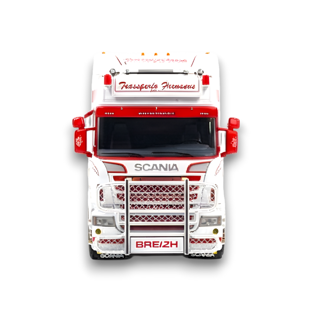 Flame Scania Car Carrier Transport Truck Red White 1:64 - Limited to 299 Pcs