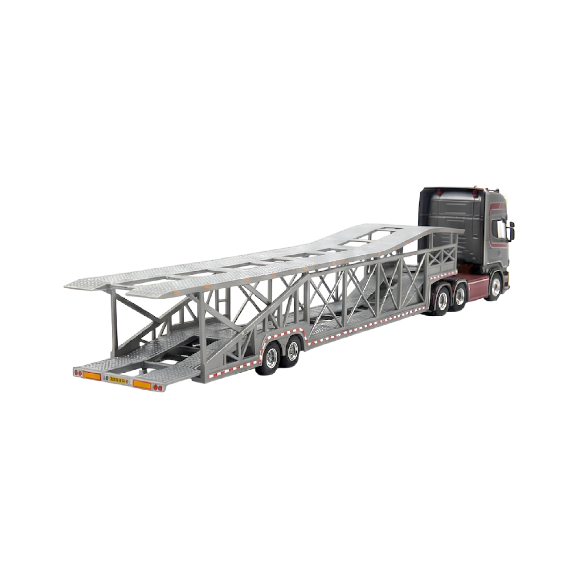 Flame Scania Car Carrier Transport Truck Grey Red 1:64 - Limited to 299 Pcs