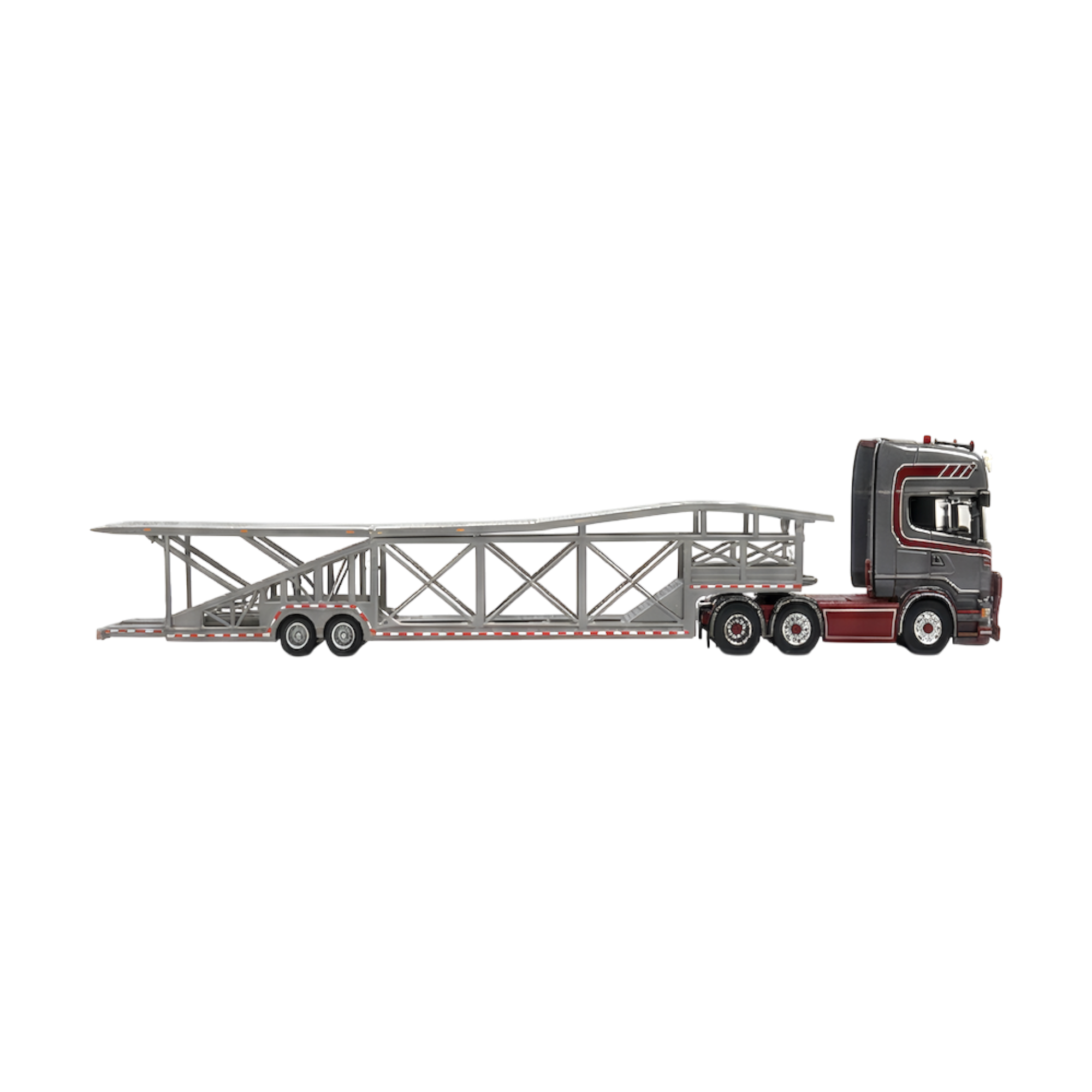 Flame Scania Car Carrier Transport Truck Grey Red 1:64 - Limited to 299 Pcs