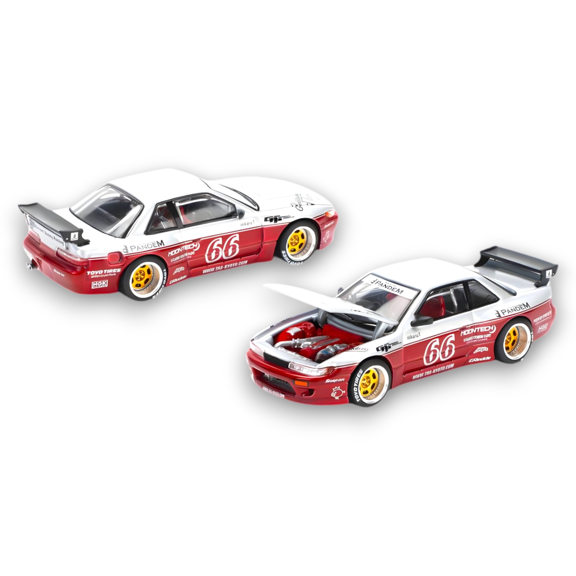 PopRace PANDEM SILVIA S13 Moontech Red 1:64