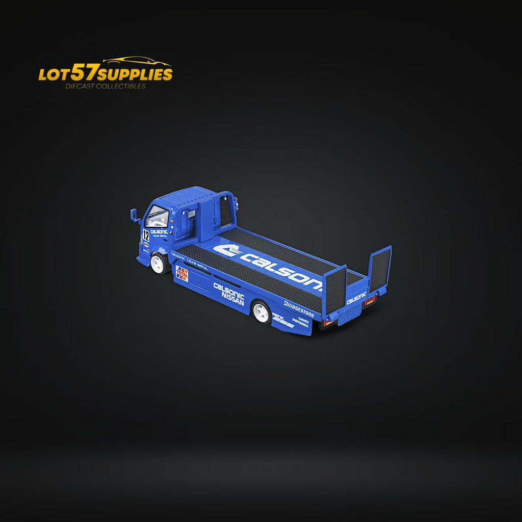 MicroTurbo HINO 300 Custom Truck Flatbed Blue Calsonic Livery 1:64