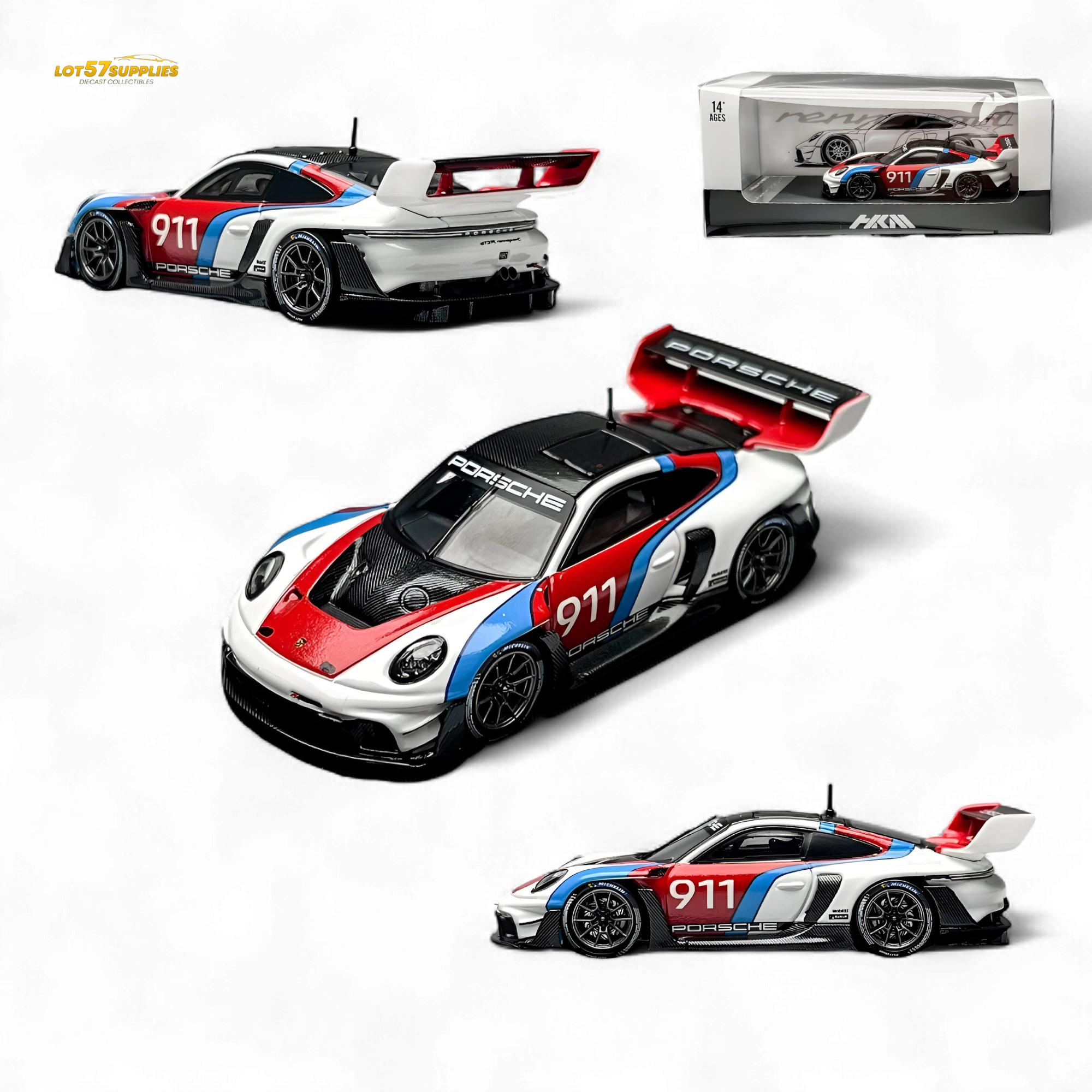 HKM Model Porsche 911 GT3 Rennsport White 1:64