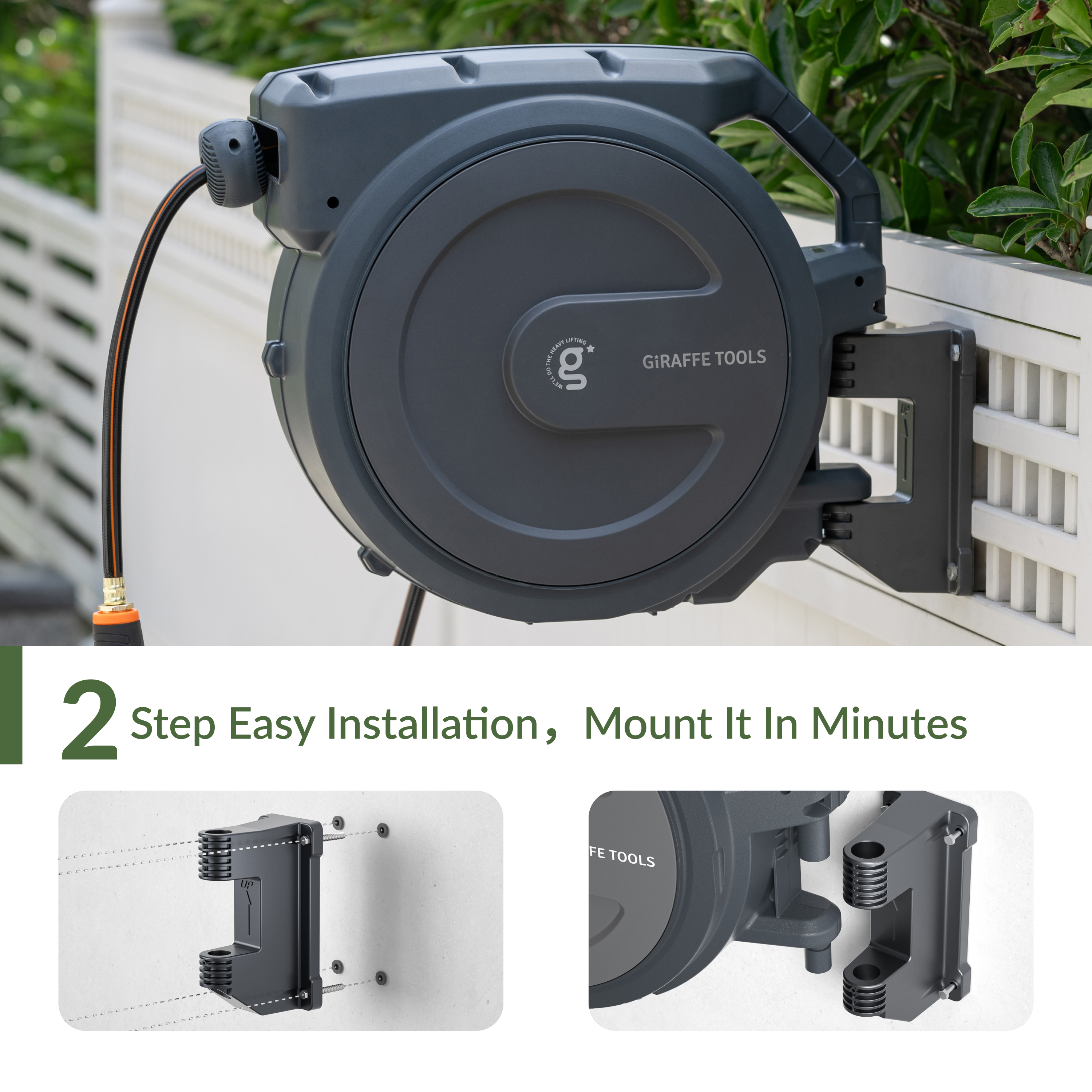 Retractable Garden Hose Reel-1/2in-130ft