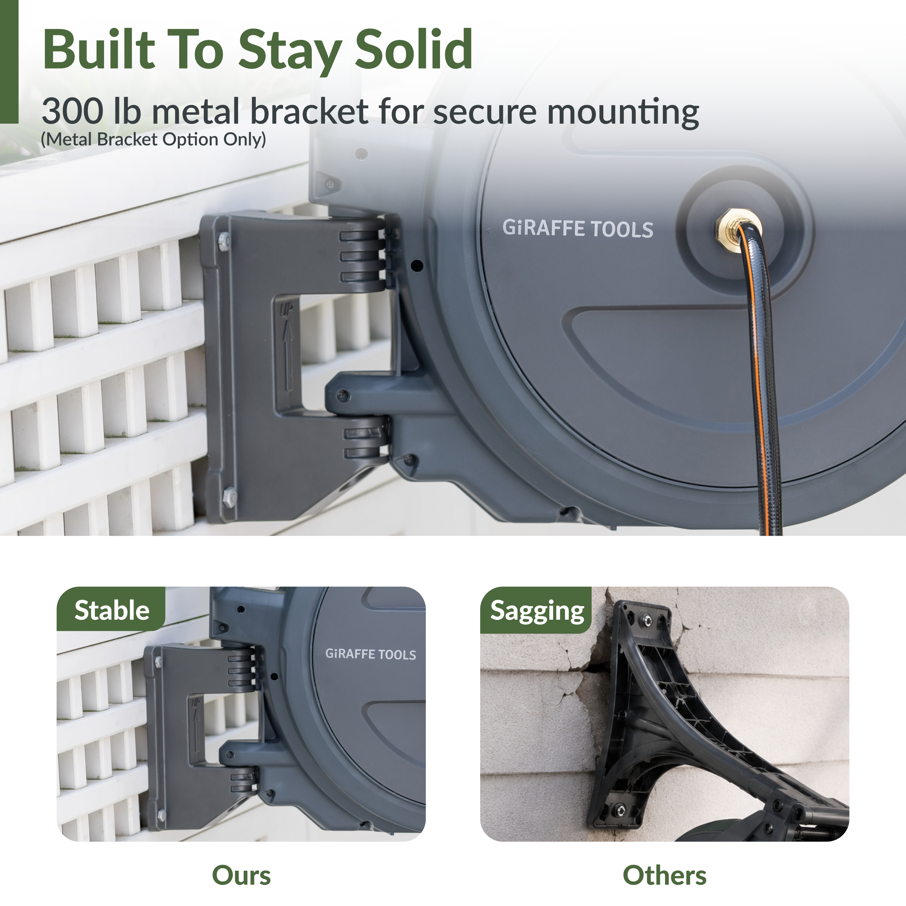 Retractable Garden Hose Reel-1/2in-130ft