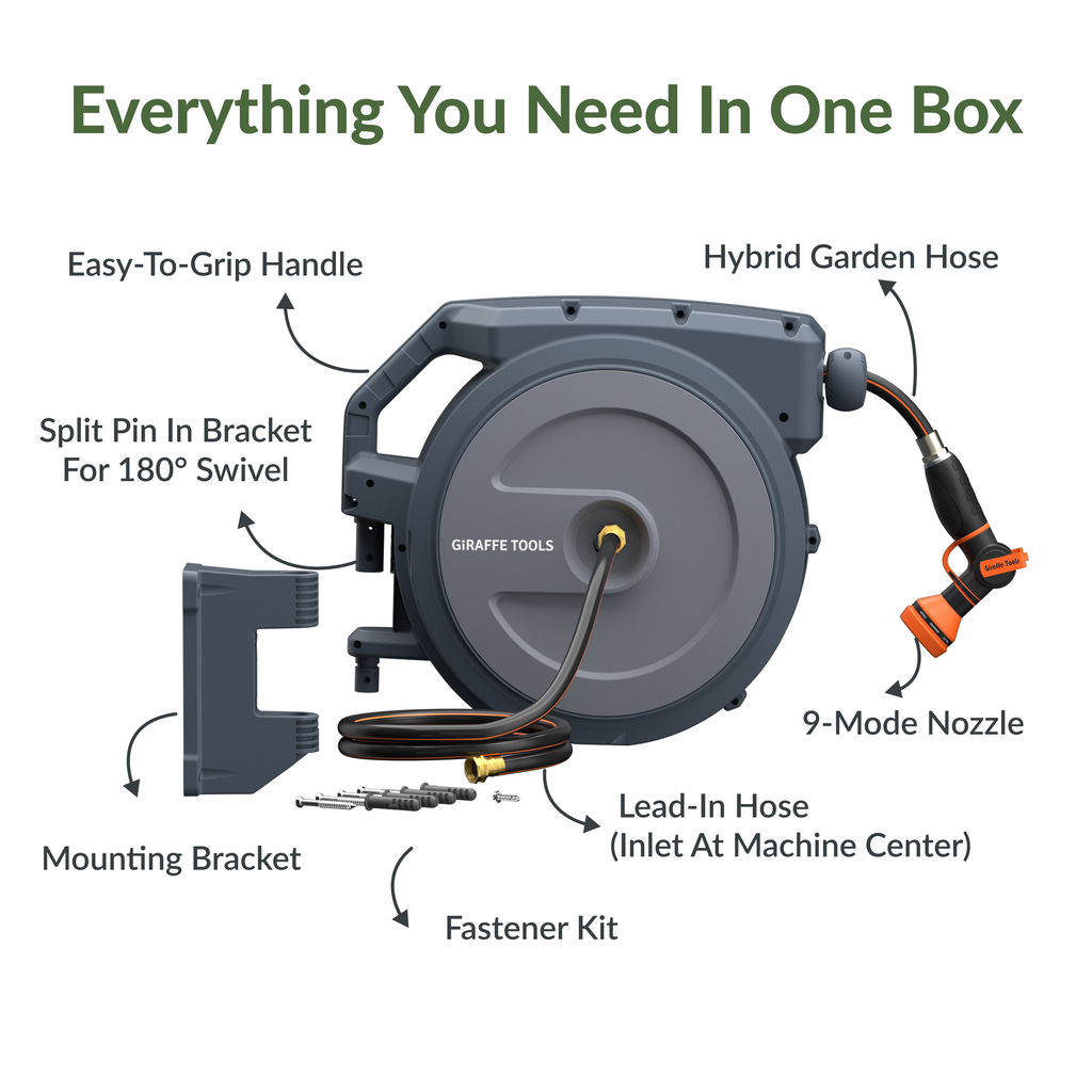 Retractable Garden Hose Reel 65ft-155ft