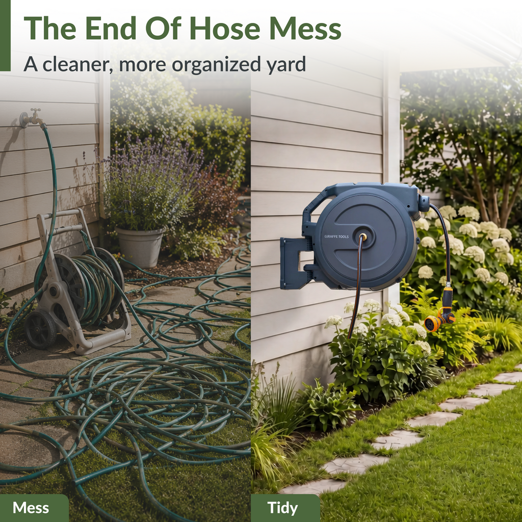 Retractable Garden Hose Reel 65ft-155ft