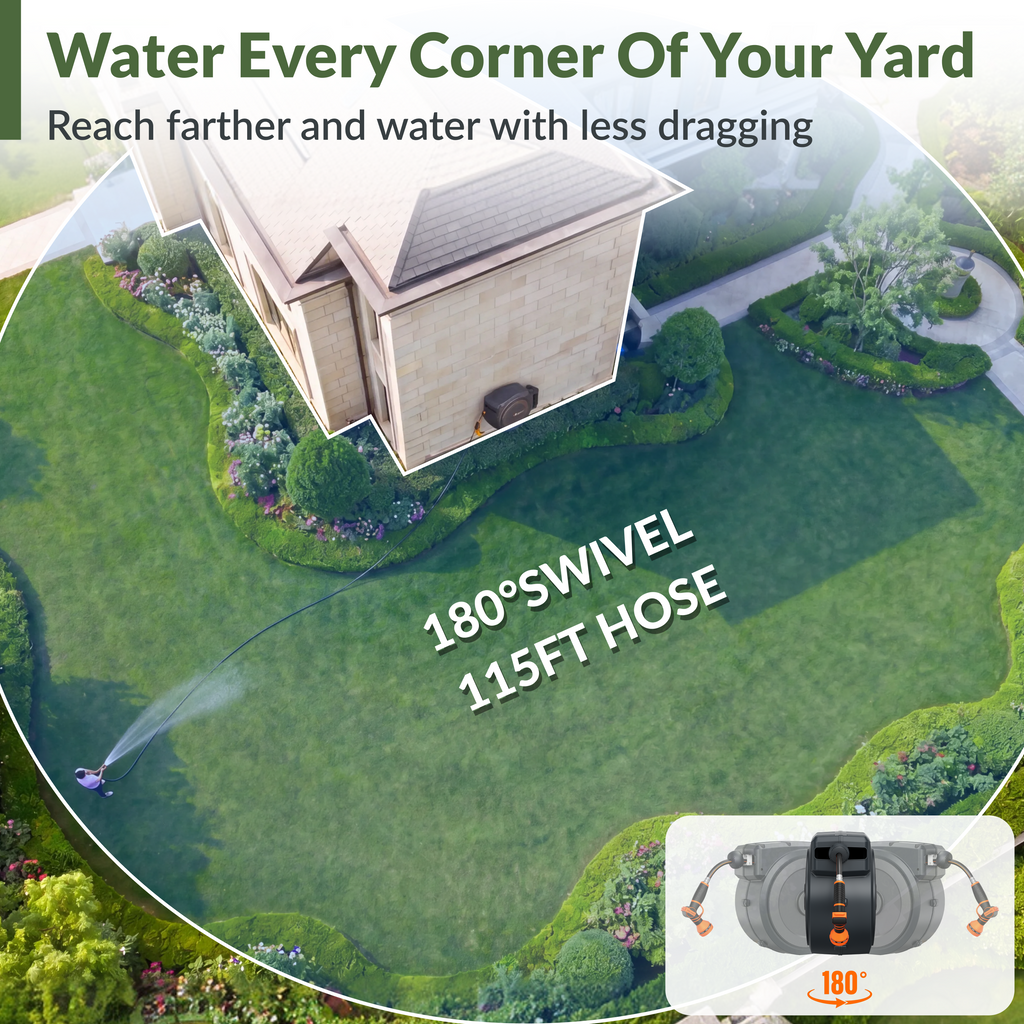 Retractable Garden Hose Reel-5/8 in-115ft