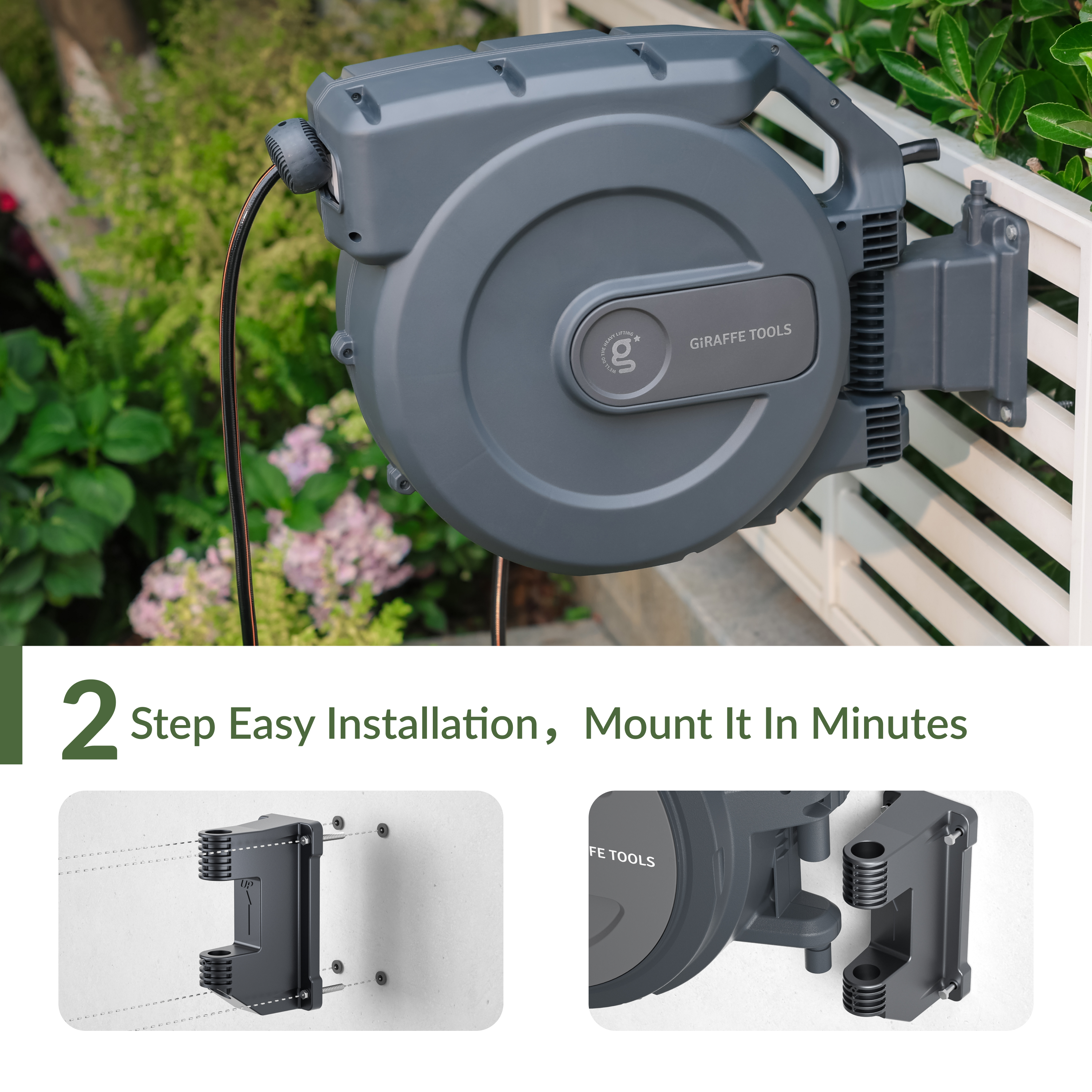 Retractable Garden Hose Reel-5/8 in-115ft