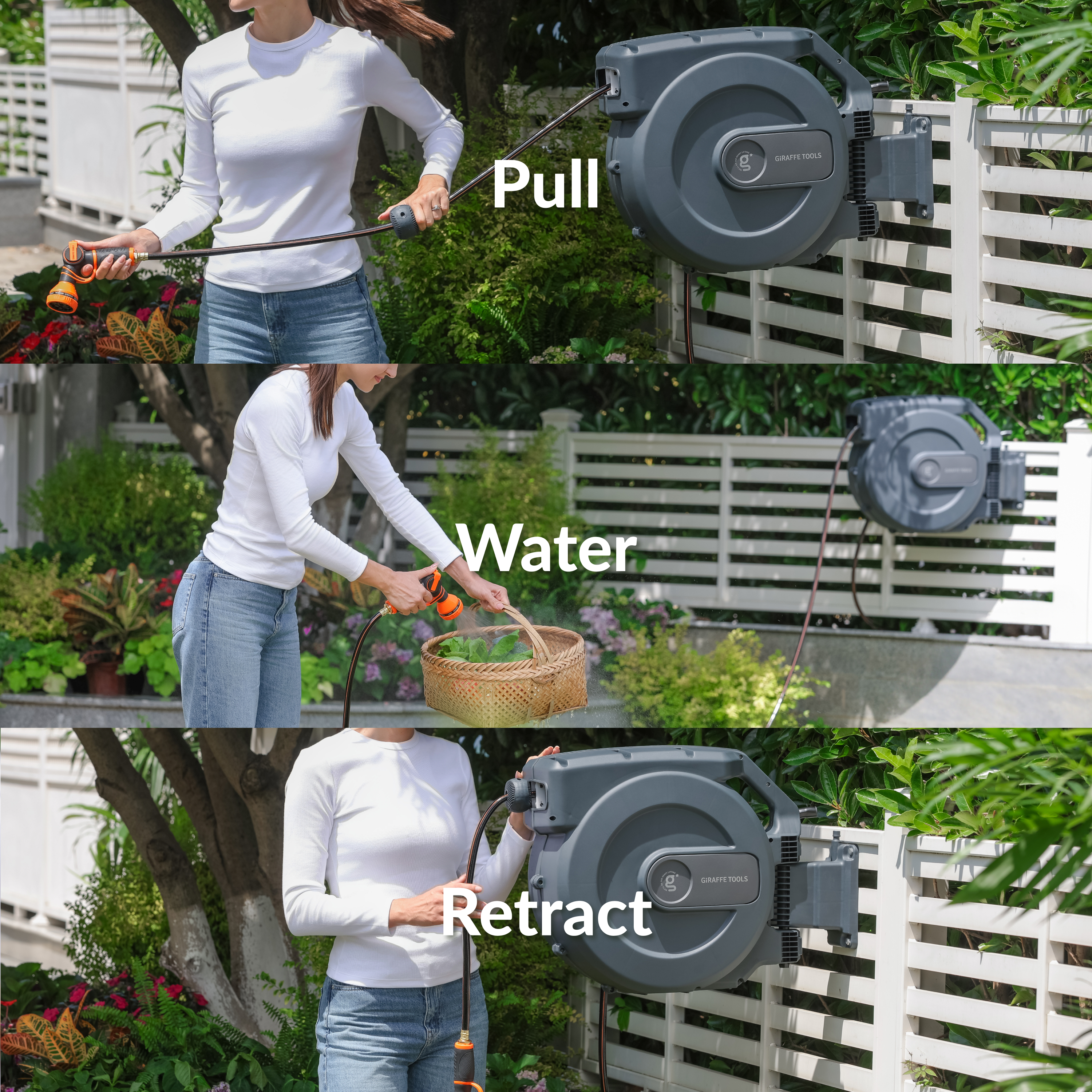 Retractable Garden Hose Reel-5/8 in-115ft