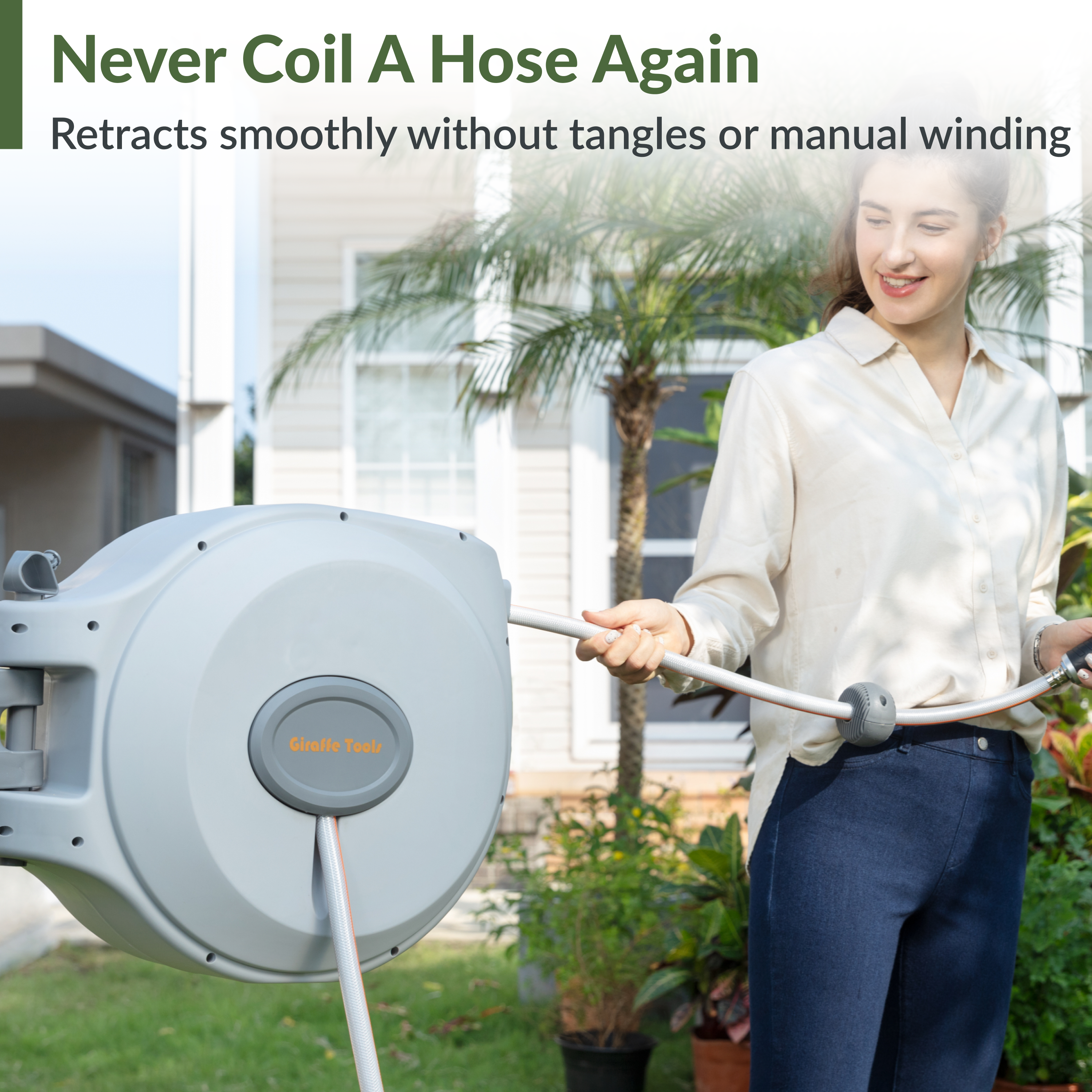 Retractable Garden Hose Reel-5/8 in-65ft