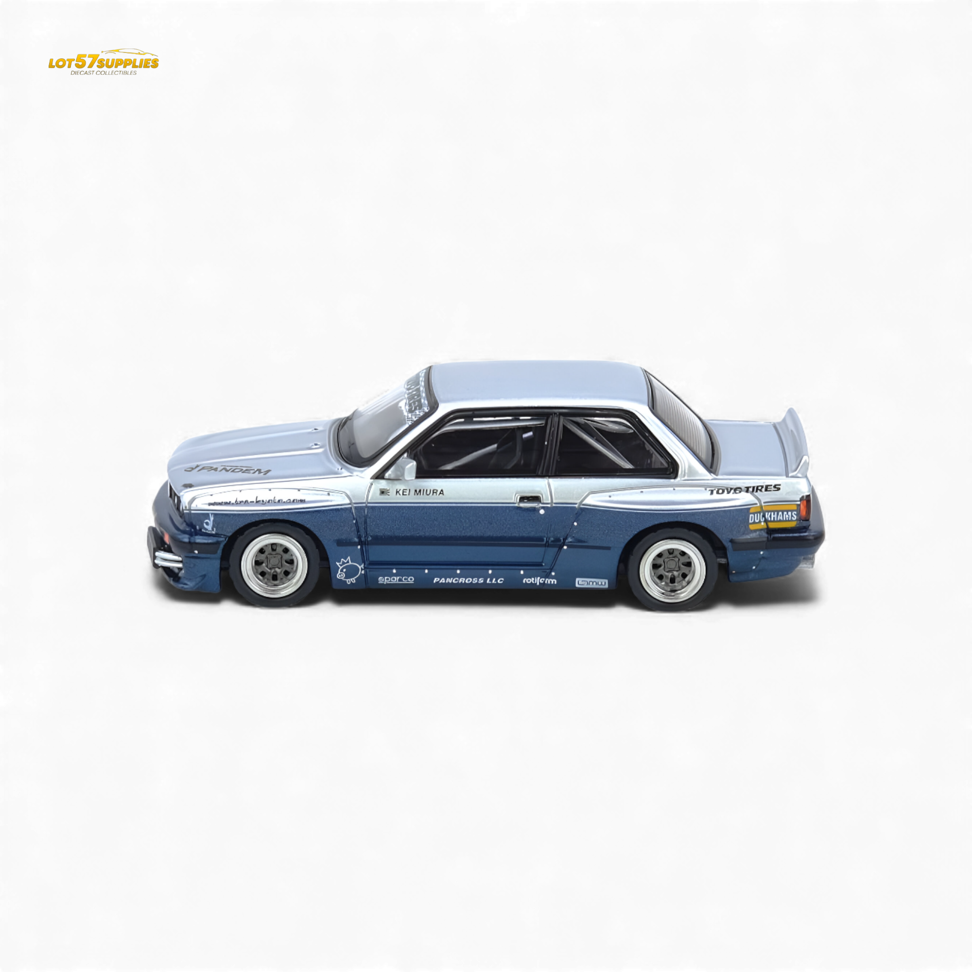 INNO64 Pandem E30 M3 Silver/Blue 1:64
