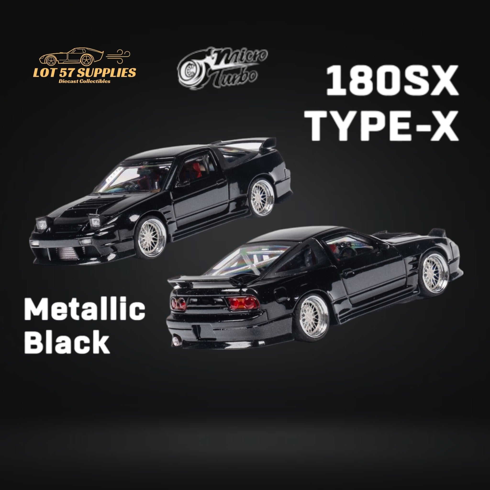 MicroTurbo 180SX Type X Metallic Black 1:64