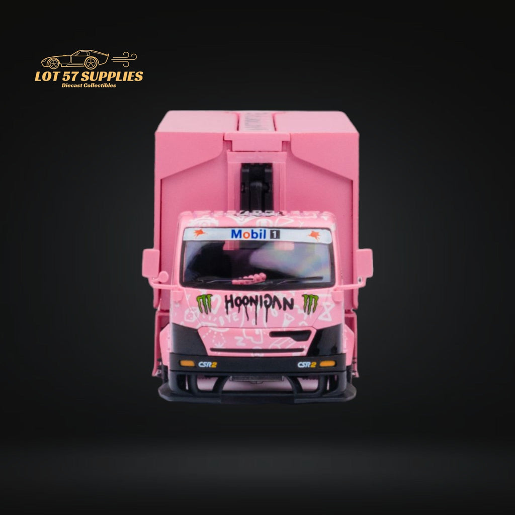 MicroTurbo Hino 300 Custom Box Truck Pink #43 Livery 1:64