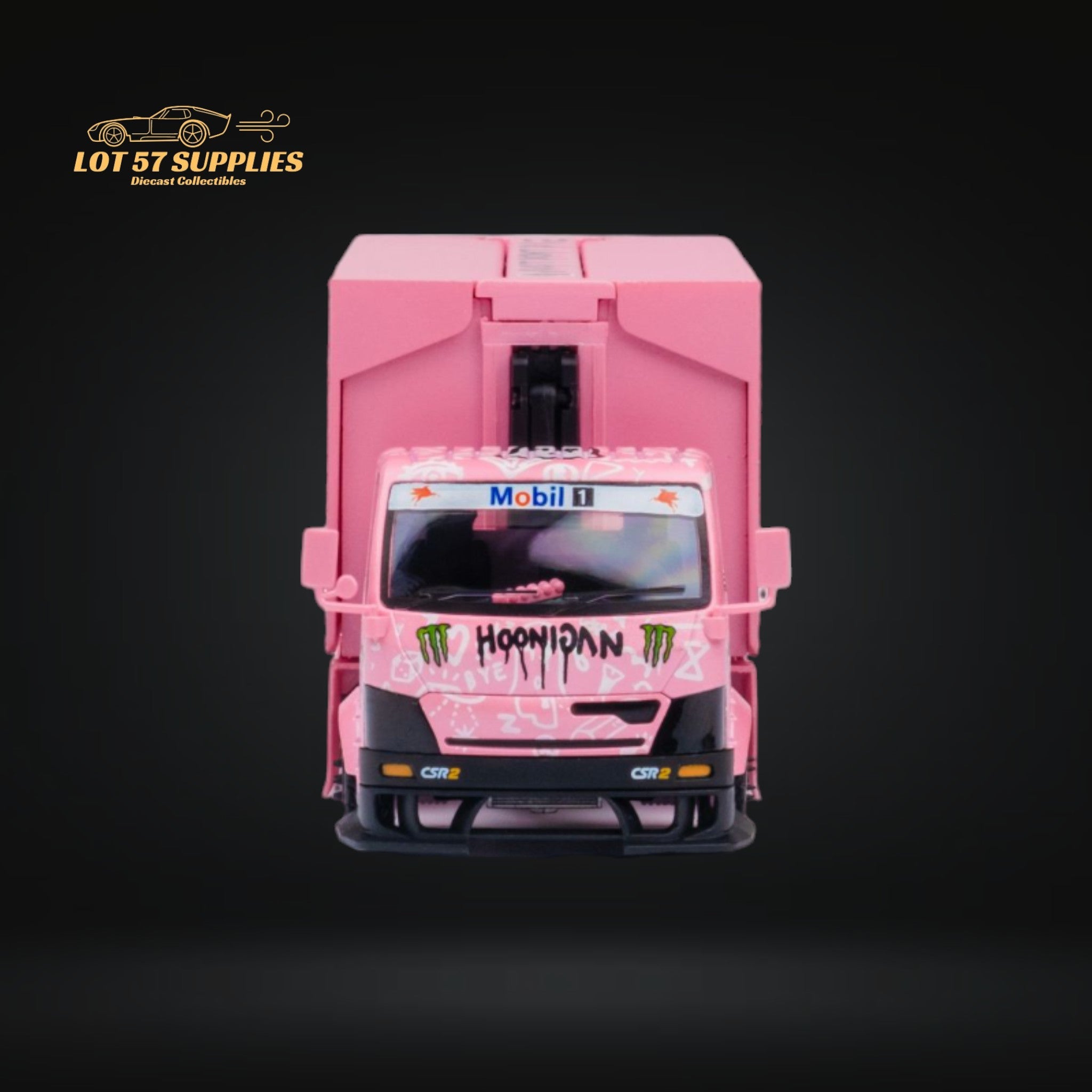 MicroTurbo Hino 300 Custom Box Truck Pink #43 Livery 1:64