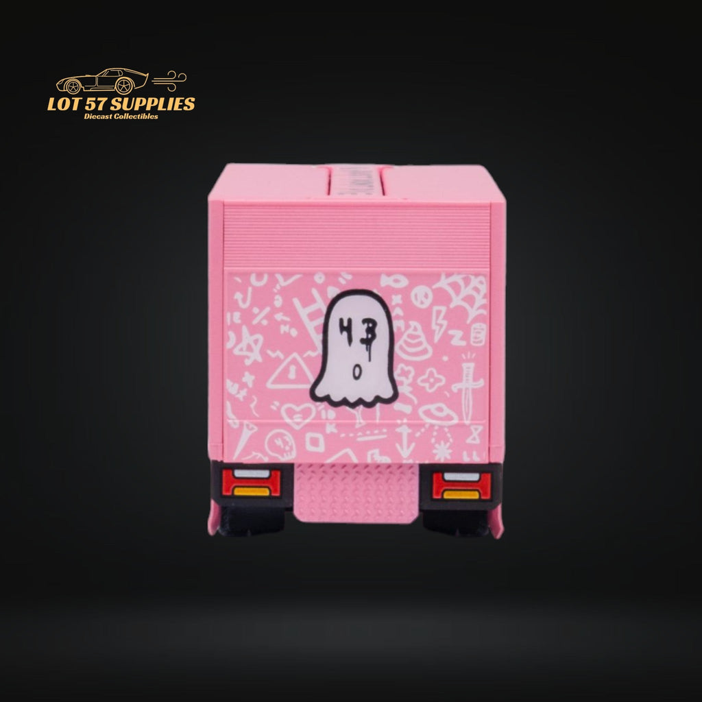 MicroTurbo Hino 300 Custom Box Truck Pink #43 Livery 1:64