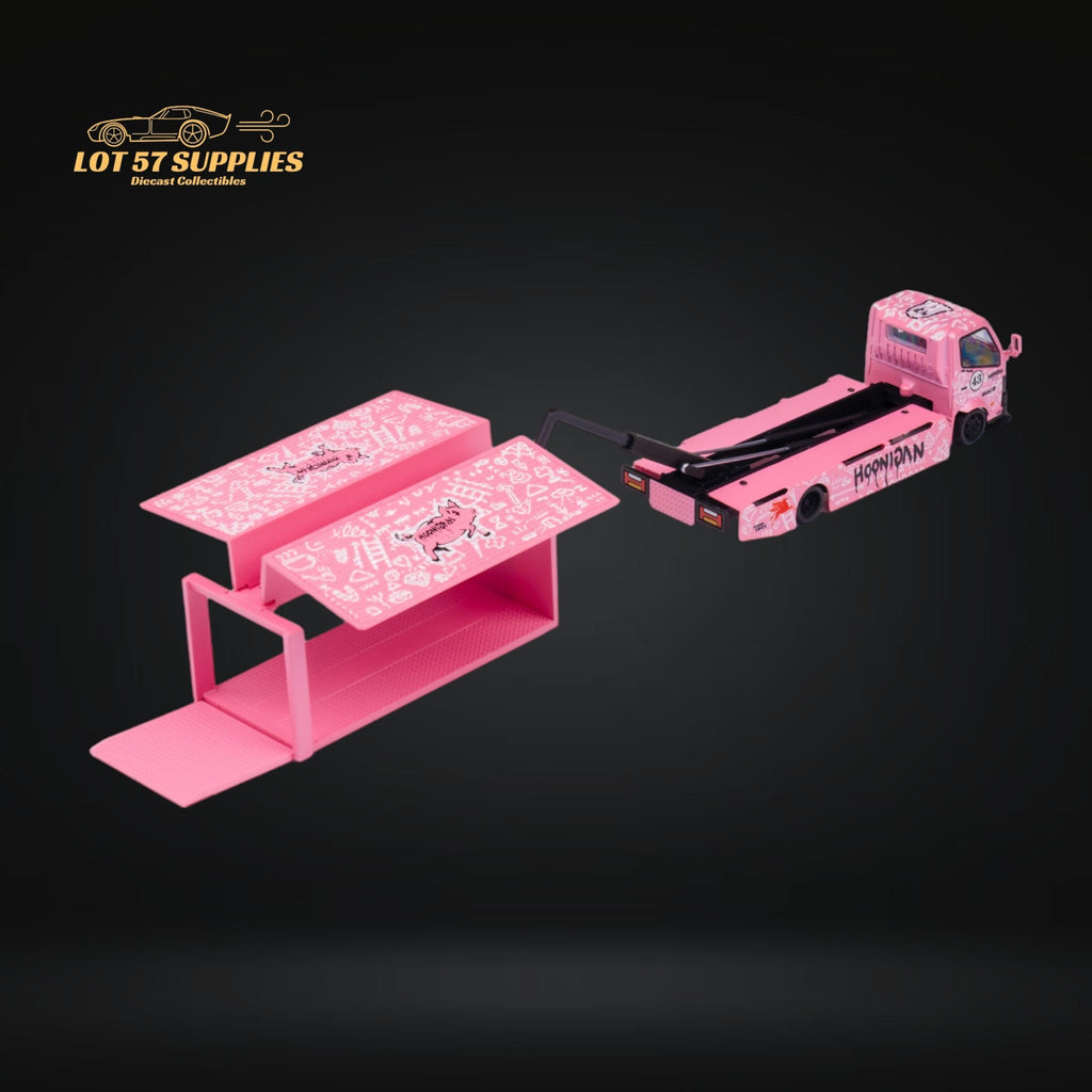 MicroTurbo Hino 300 Custom Box Truck Pink #43 Livery 1:64