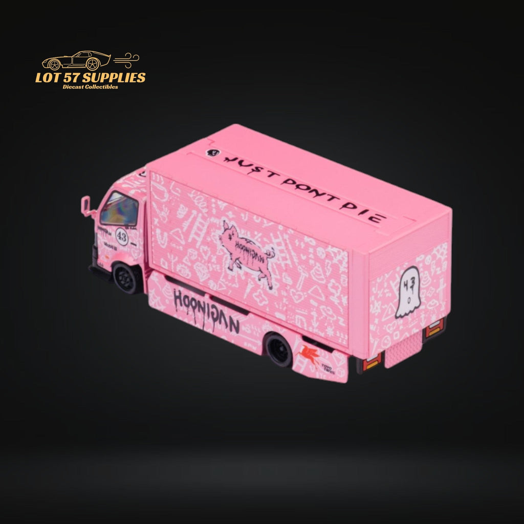 MicroTurbo Hino 300 Custom Box Truck Pink #43 Livery 1:64