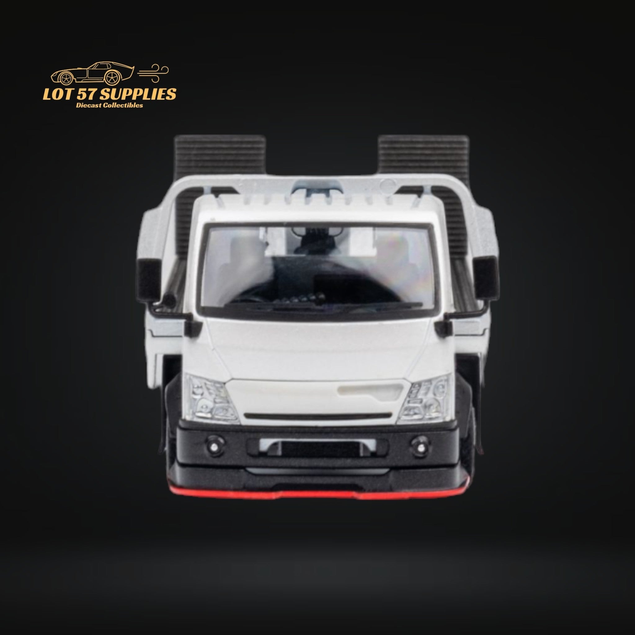 MicroTurbo Hino 300 Custom Flatbed Truck White 1:64