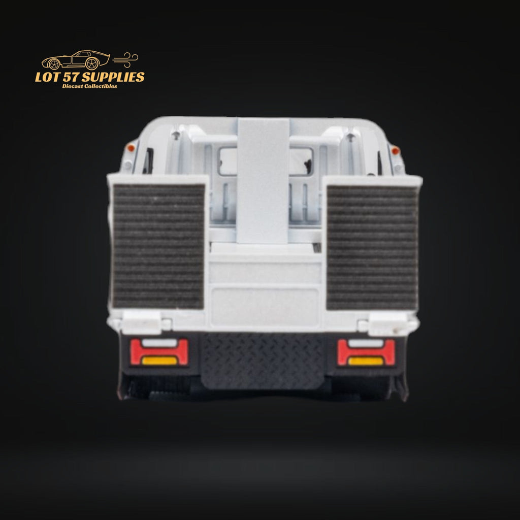 MicroTurbo Hino 300 Custom Flatbed Truck White 1:64